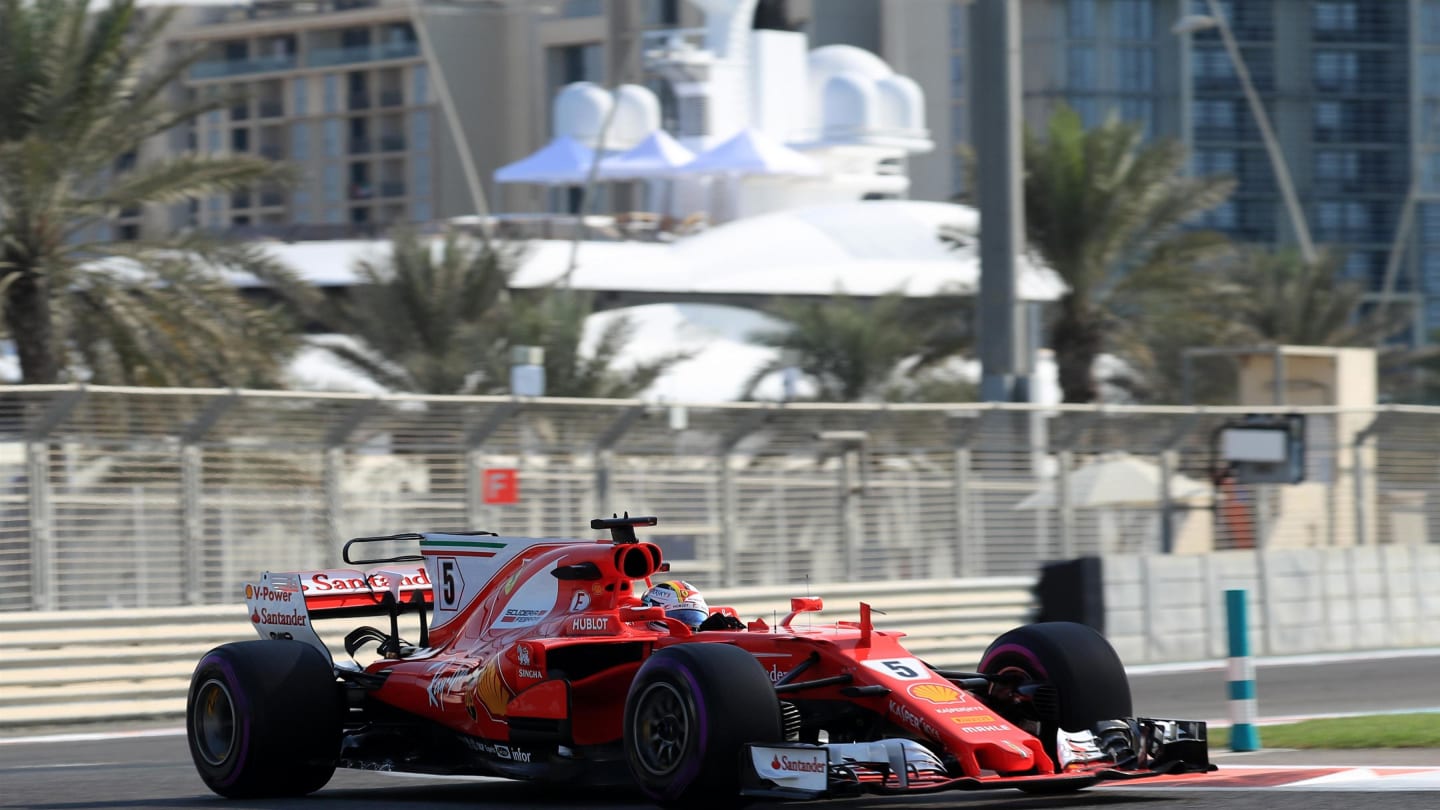 Sebastian Vettel (GER) Ferrari SF70-H at Formula One World Championship, Rd20, Abu Dhabi Grand Prix, Practice, Yas Marina Circuit, Abu Dhabi, UAE, Friday 24 November 2017. © Kym Illman/Sutton Images