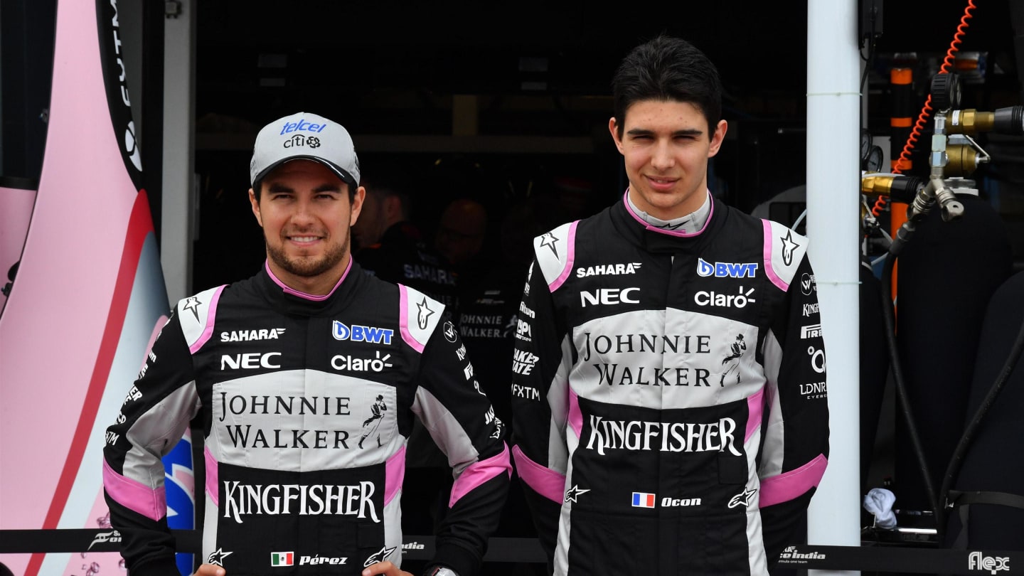 Sergio Perez (MEX) Force India and Esteban Ocon (FRA) Force India F1 at Formula One World Championship, Rd1, Australian Grand Prix, Practice, Albert Park, Melbourne, Australia, Friday 24 March 2017. © Sutton Motorsport Images