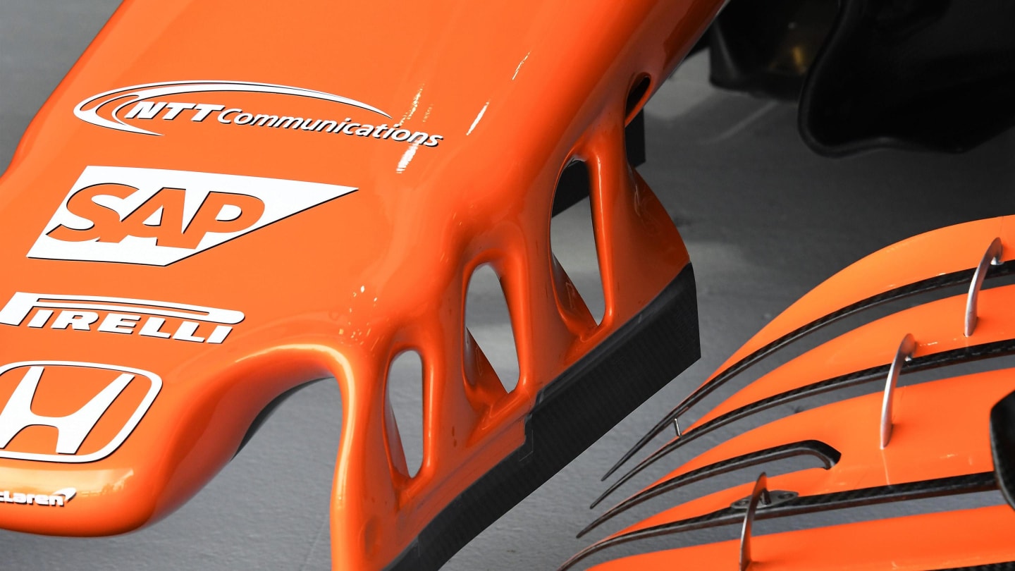 McLaren MCL32 nose and front wing detail at Formula One World Championship, Rd1, Australian Grand Prix, Practice, Albert Park, Melbourne, Australia, Friday 24 March 2017. © Sutton Motorsport Images
