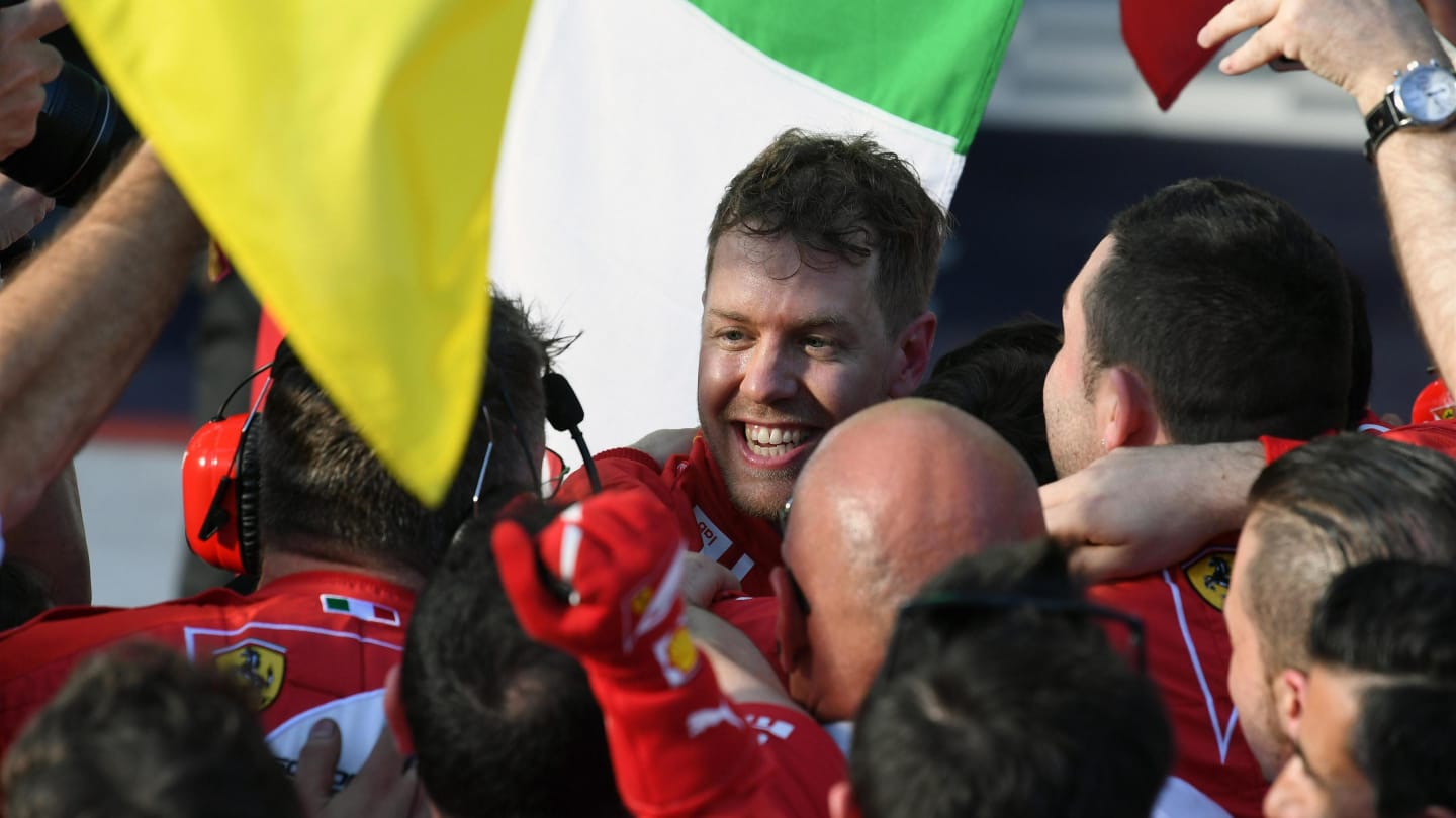 Race winner Sebastian Vettel (GER) Ferrari celebrates in parc ferme at Formula One World Championship, Rd1, Australian Grand Prix, Race, Albert Park, Melbourne, Australia, Sunday 26 March 2017. © Sutton Motorsport Images