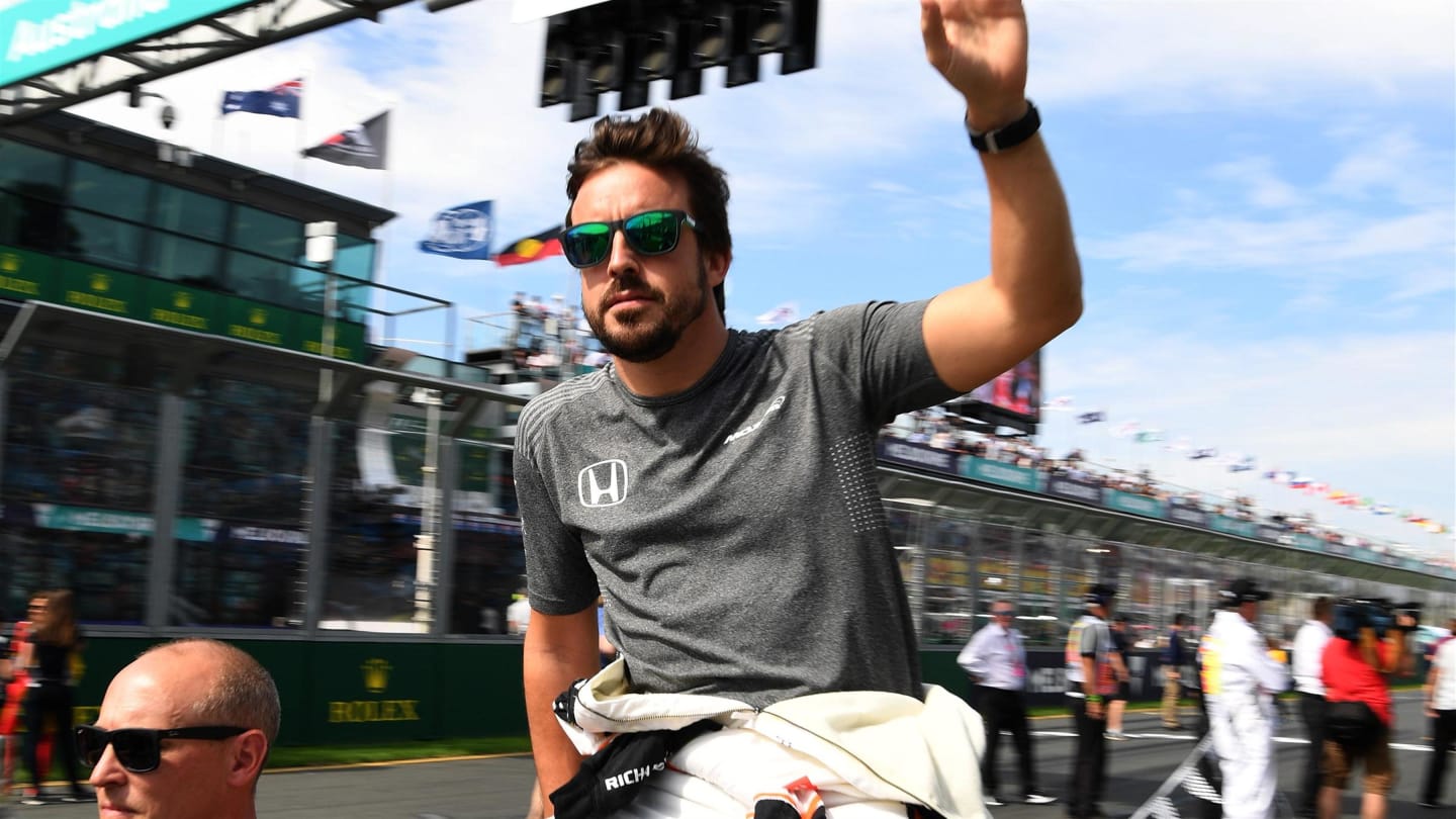 Fernando Alonso (ESP) McLaren on the drivers parade at Formula One World Championship, Rd1, Australian Grand Prix, Race, Albert Park, Melbourne, Australia, Sunday 26 March 2017. © Sutton Motorsport Images