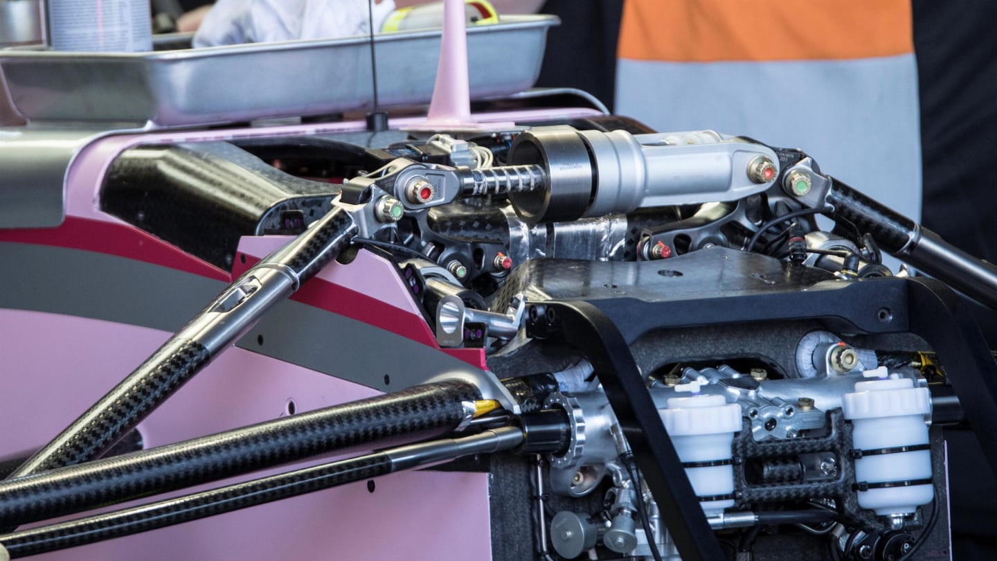 Force India VJM10 font suspension detail at Formula One World Championship, Rd1, Australian Grand Prix, Preparations, Albert Park, Melbourne, Australia, Thursday 23 March 2017. © Sutton Motorsport Images