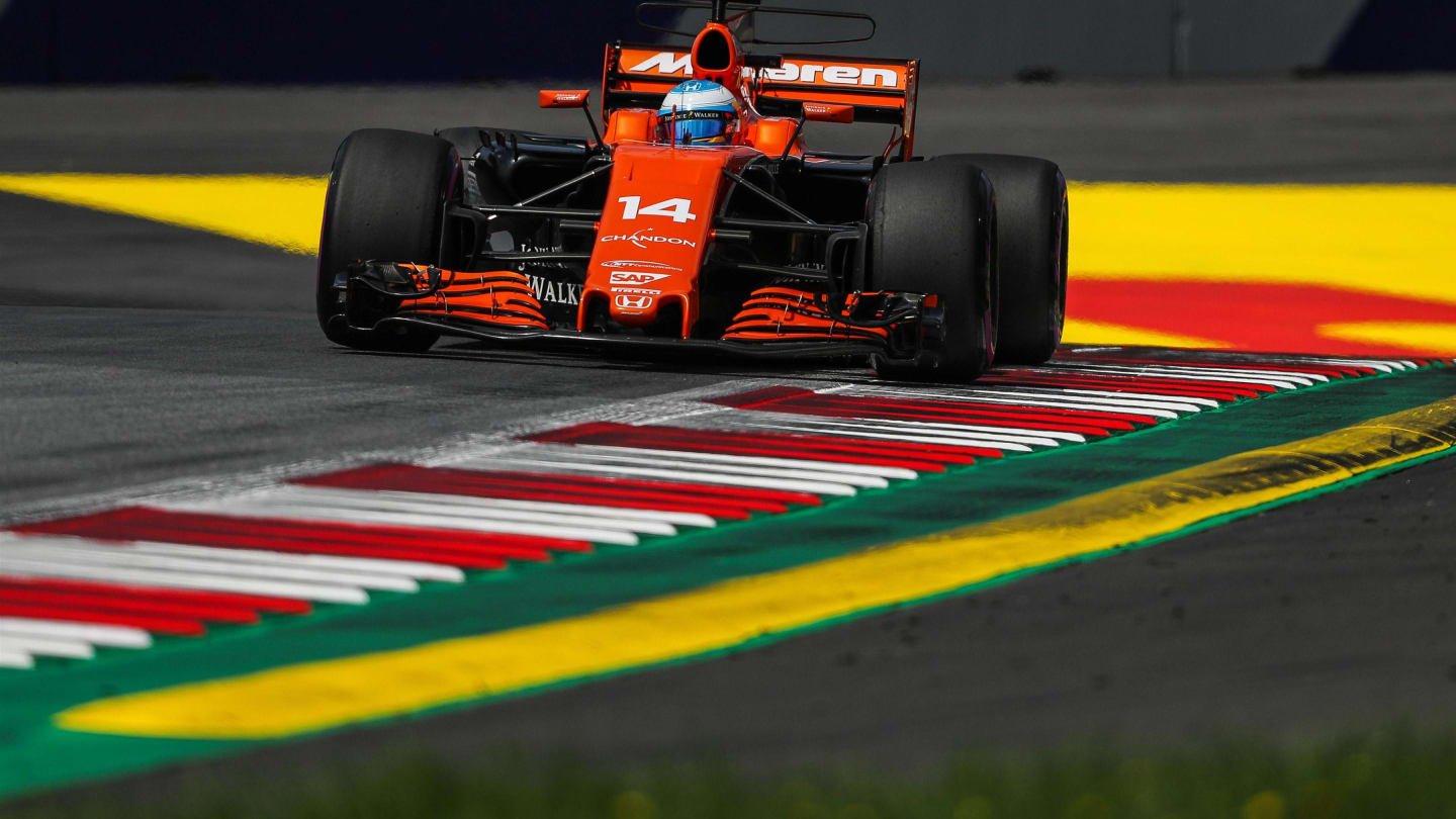 Fernando Alonso (ESP) McLaren MCL32 at Formula One World Championship, Rd9, Austrian Grand Prix, Qualifying, Spielberg, Austria, Saturday 8 July 2017. © Sutton Images