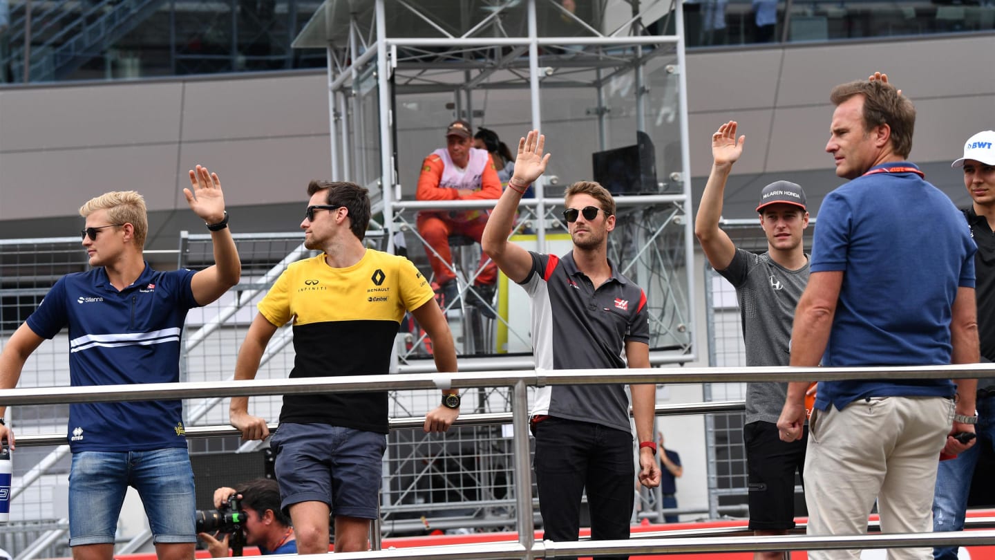 Drivers on the drivers parade at Formula One World Championship, Rd9, Austrian Grand Prix, Race, Spielberg, Austria, Sunday 9 July 2017. © Sutton Images