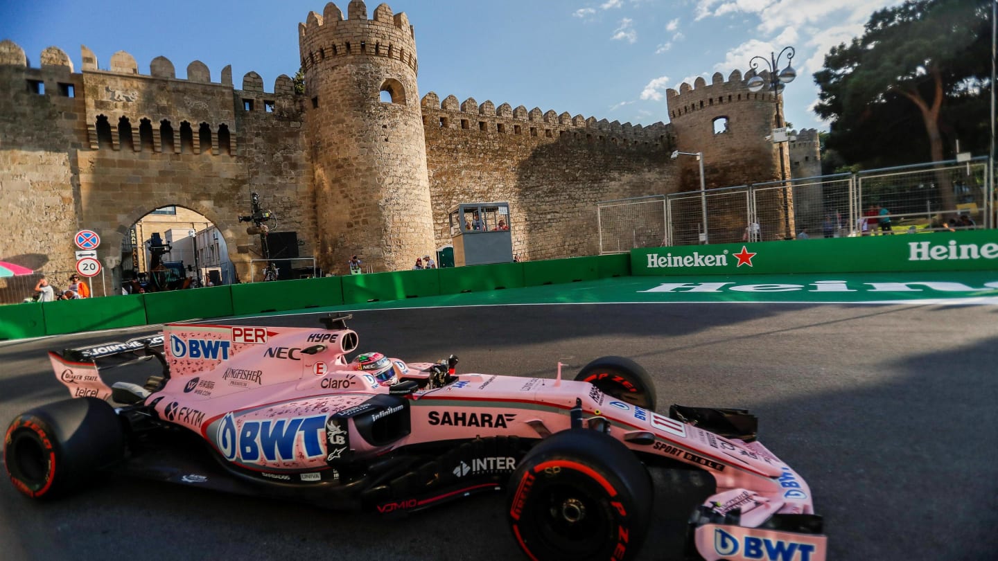 Sergio Perez (MEX) Force India VJM10 at Formula One World Championship, Rd8, Azerbaijan Grand Prix, Practice, Baku City Circuit, Baku, Azerbaijan, Friday 23 June 2017. © Sutton Images