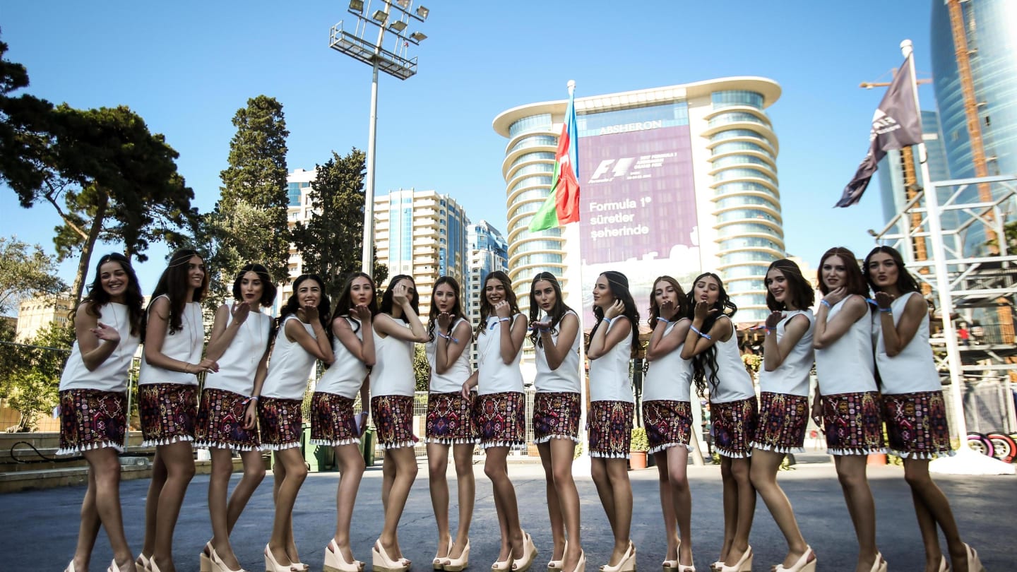 Grid girls at Formula One World Championship, Rd8, Azerbaijan Grand Prix, Qualifying, Baku City Circuit, Baku, Azerbaijan, Saturday 24 June 2017. © Sutton Images