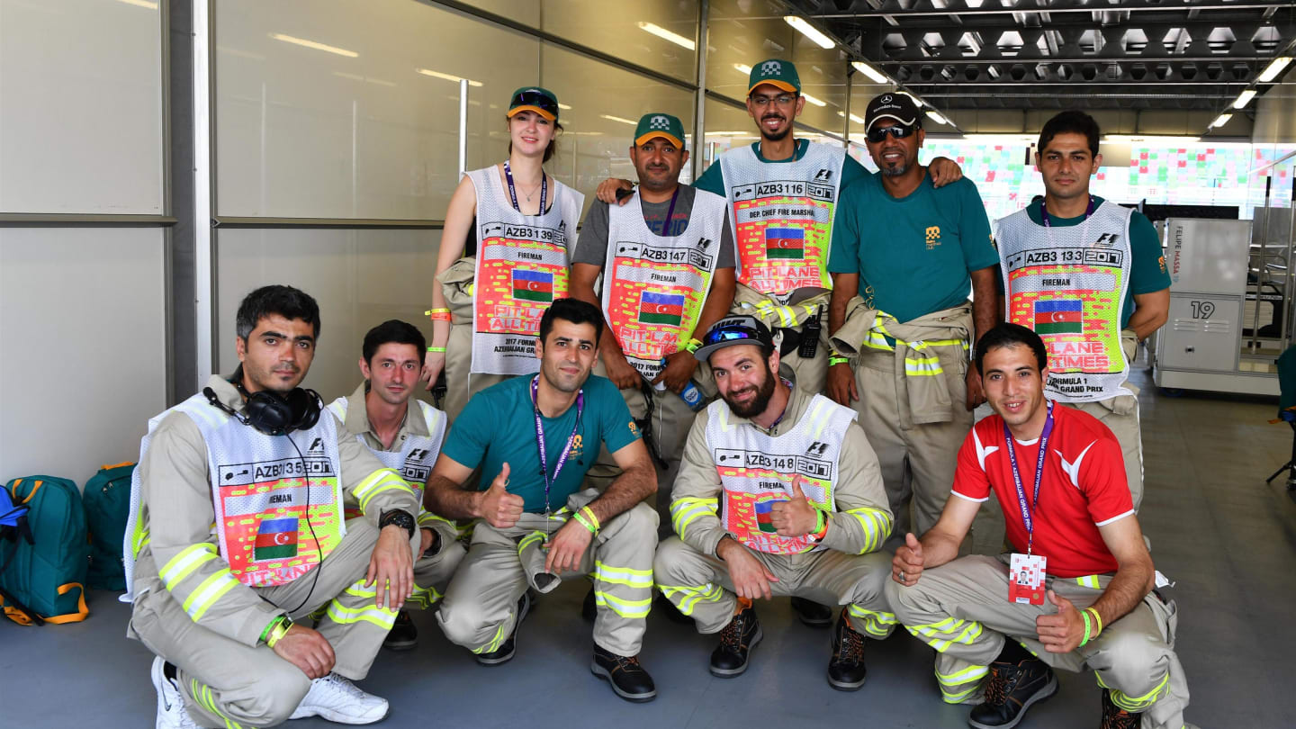 Marshals at Formula One World Championship, Rd8, Azerbaijan Grand Prix, Race, Baku City Circuit, Baku, Azerbaijan, Sunday 25 June 2017. © Sutton Images