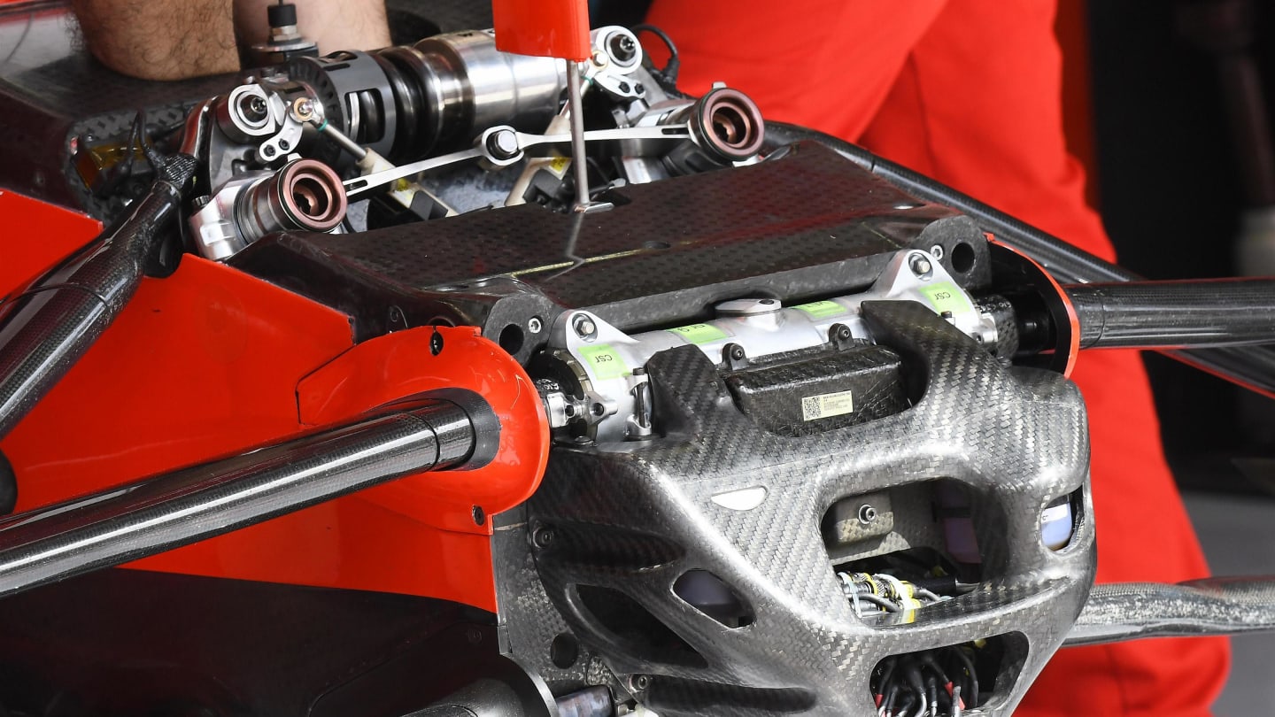 Ferrari SF70-H front suspension and chassis detail at Formula One World Championship, Rd3, Bahrain Grand Prix Practice, Bahrain International Circuit, Sakhir, Bahrain, Friday 14 April 2017. © Sutton Motorsport Images