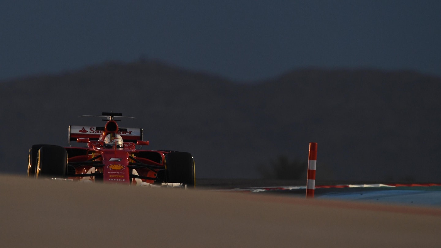 Sebastian Vettel (GER) Ferrari SF70-H at Formula One World Championship, Rd3, Bahrain Grand Prix Practice, Bahrain International Circuit, Sakhir, Bahrain, Friday 14 April 2017. © Sutton Motorsport Images