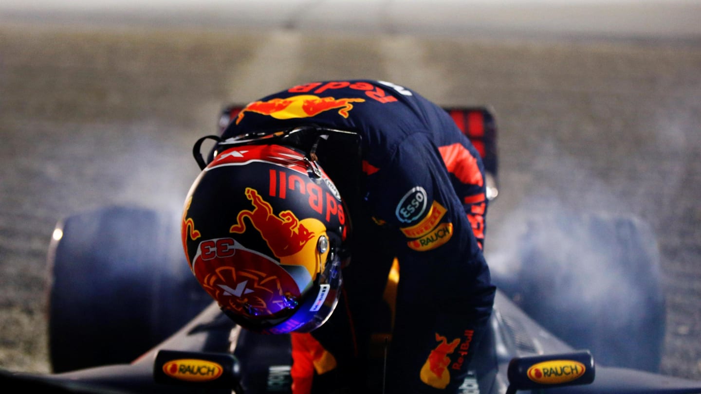 Max Verstappen (NED) Red Bull Racing RB13 retires from the race at Formula One World Championship, Rd3, Bahrain Grand Prix Race, Bahrain International Circuit, Sakhir, Bahrain, Sunday 16 April 2017. © Sutton Motorsport Images