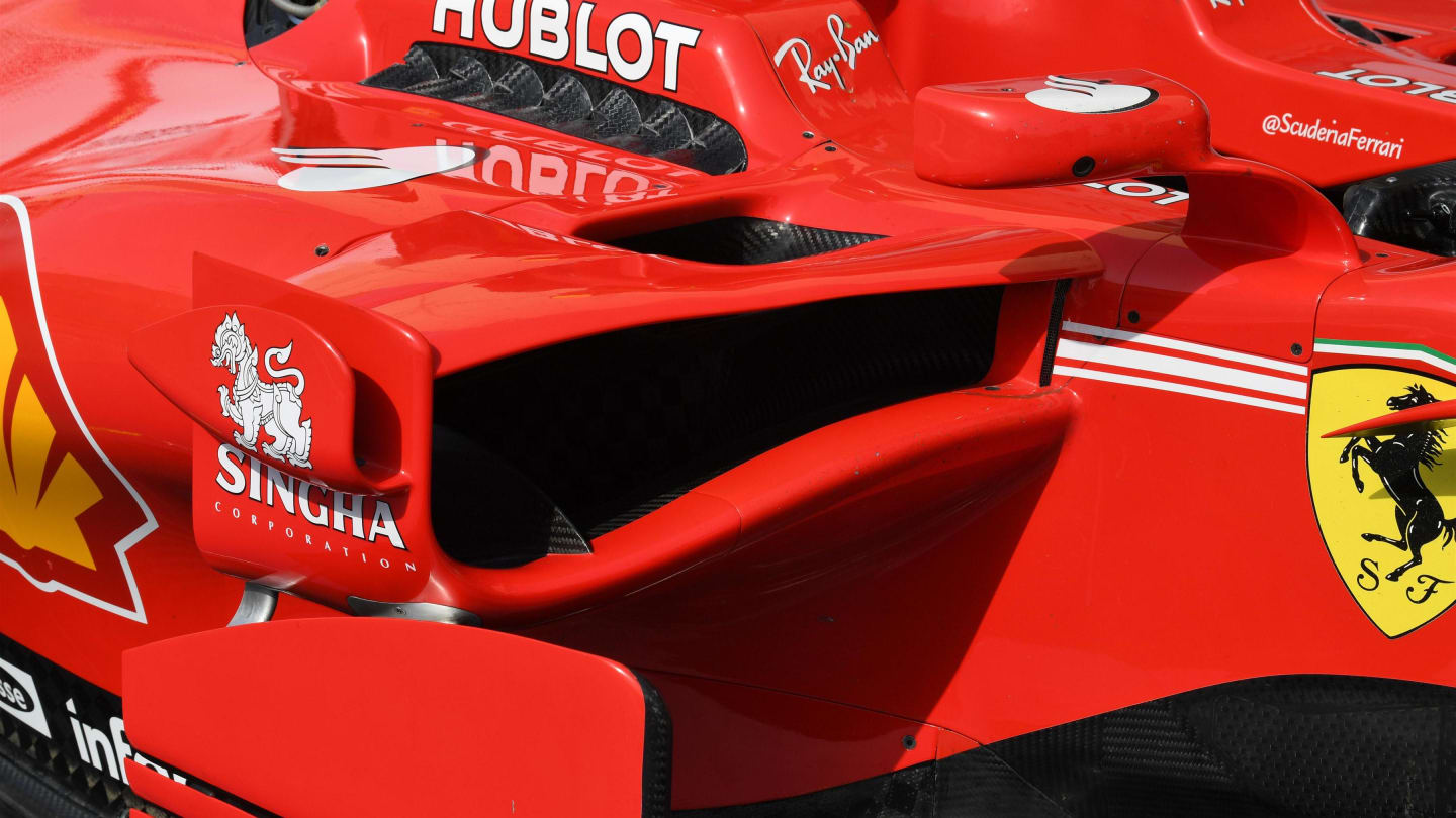 Ferrari SF70-H side pod detail at Formula One World Championship, Rd3, Bahrain Grand Prix Preparations, Bahrain International Circuit, Sakhir, Bahrain, Thursday 13 April 2017. © Sutton Motorsport Images