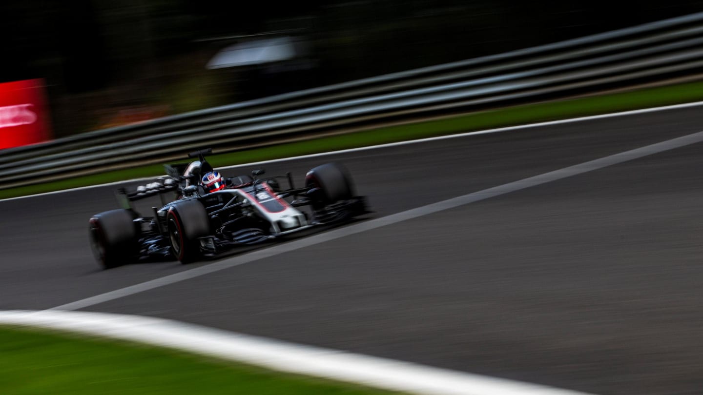 Romain Grosjean (FRA) Haas VF-17 at Formula One World Championship, Rd12, Belgian Grand Prix, Qualifying, Spa Francorchamps, Belgium, Saturday 26 August 2017. © Sutton Images