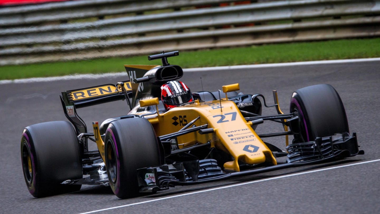 Nico Hulkenberg (GER) Renault Sport F1 Team RS17 at Formula One World Championship, Rd12, Belgian Grand Prix, Qualifying, Spa Francorchamps, Belgium, Saturday 26 August 2017. © Sutton Images