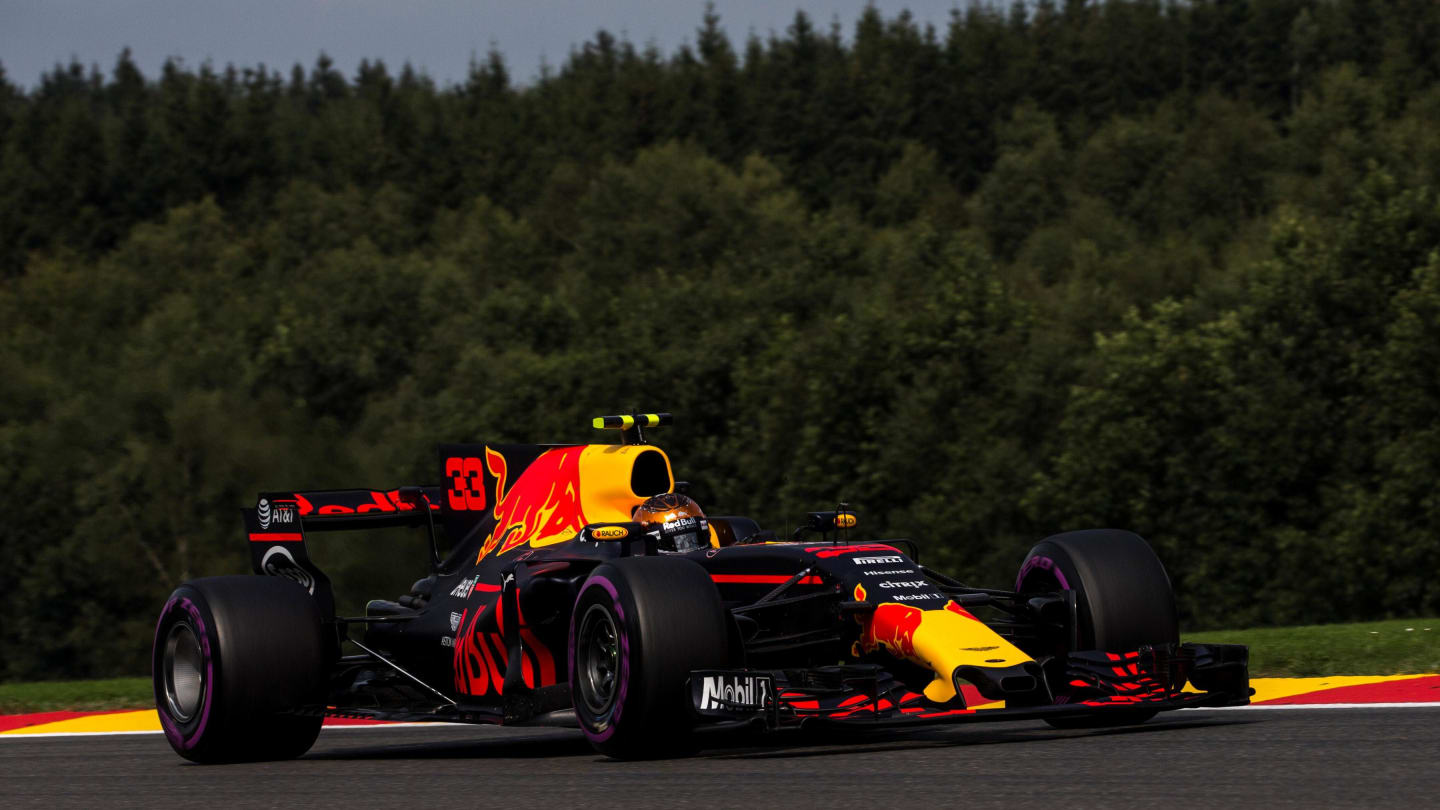 Max Verstappen (NED) Red Bull Racing RB13 at Formula One World Championship, Rd12, Belgian Grand Prix, Qualifying, Spa Francorchamps, Belgium, Saturday 26 August 2017. © Sutton Images