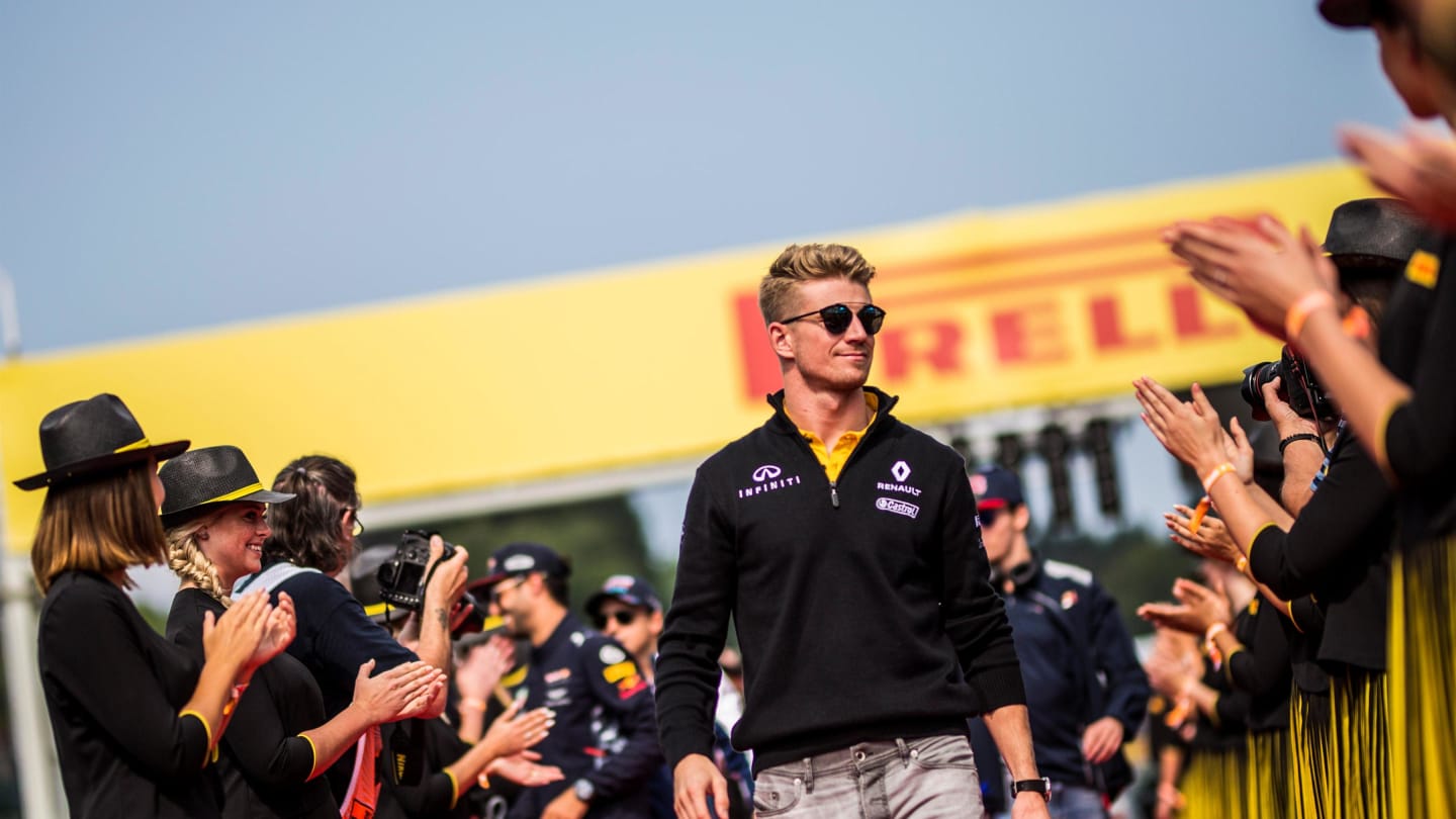Nico Hulkenberg (GER) Renault Sport F1 Team on the drivers parade at Formula One World Championship, Rd12, Belgian Grand Prix, Race, Spa Francorchamps, Belgium, Sunday 27 August 2017. © Sutton Images