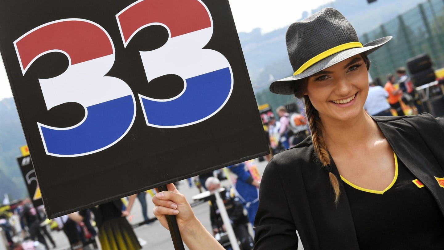 Grid girl at Formula One World Championship, Rd12, Belgian Grand Prix, Race, Spa Francorchamps, Belgium, Sunday 27 August 2017. © Sutton Images