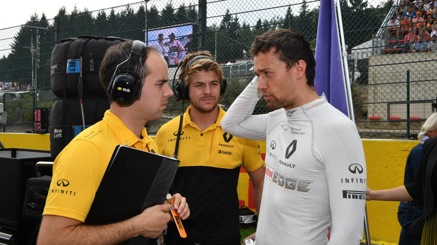 Jolyon Palmer (GBR) Renault Sport F1 Team on the grid at Formula One World Championship, Rd12, Belgian Grand Prix, Race, Spa Francorchamps, Belgium, Sunday 27 August 2017. © Sutton Images