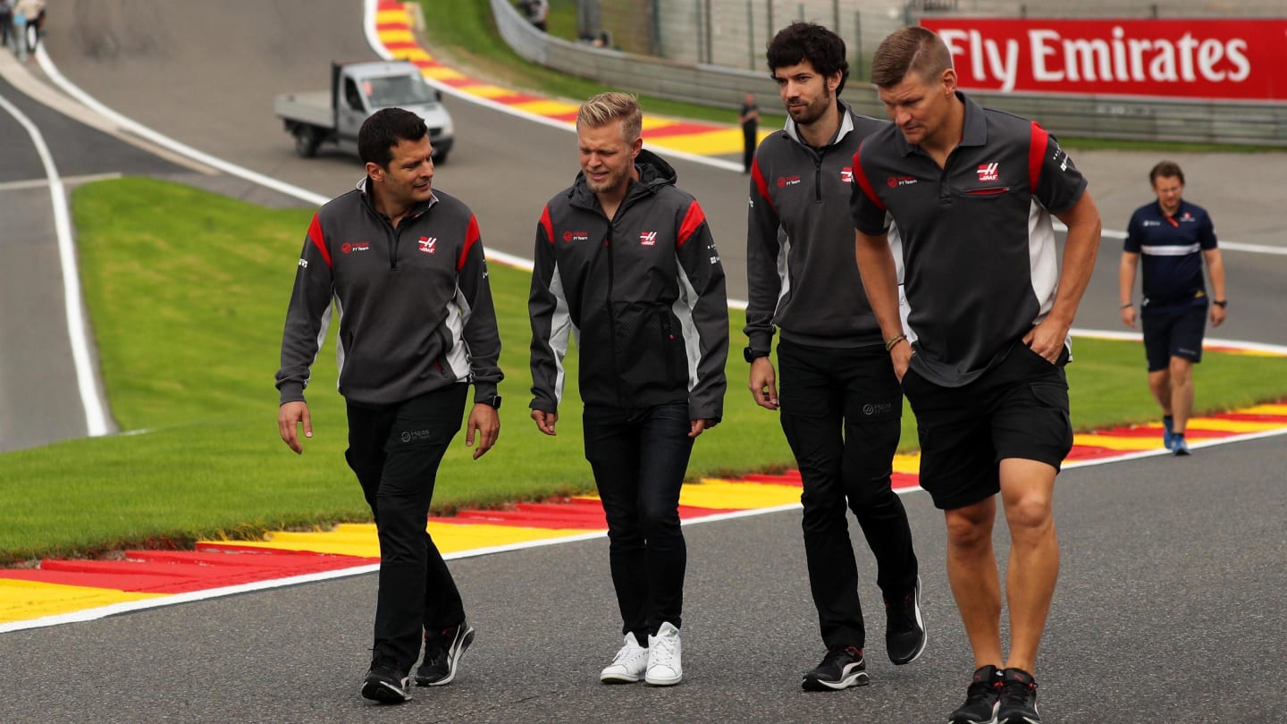 Kevin Magnussen (DEN) Haas F1 walks the track at Formula One World Championship, Rd12, Belgian