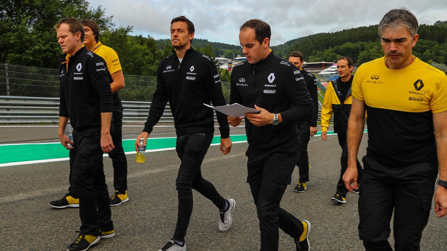 Jolyon Palmer (GBR) Renault Sport F1 Team walks the track at Formula One World Championship, Rd12, Belgian Grand Prix, Preparations, Spa Francorchamps, Belgium, Thursday 24 August 2017. © Sutton Images
