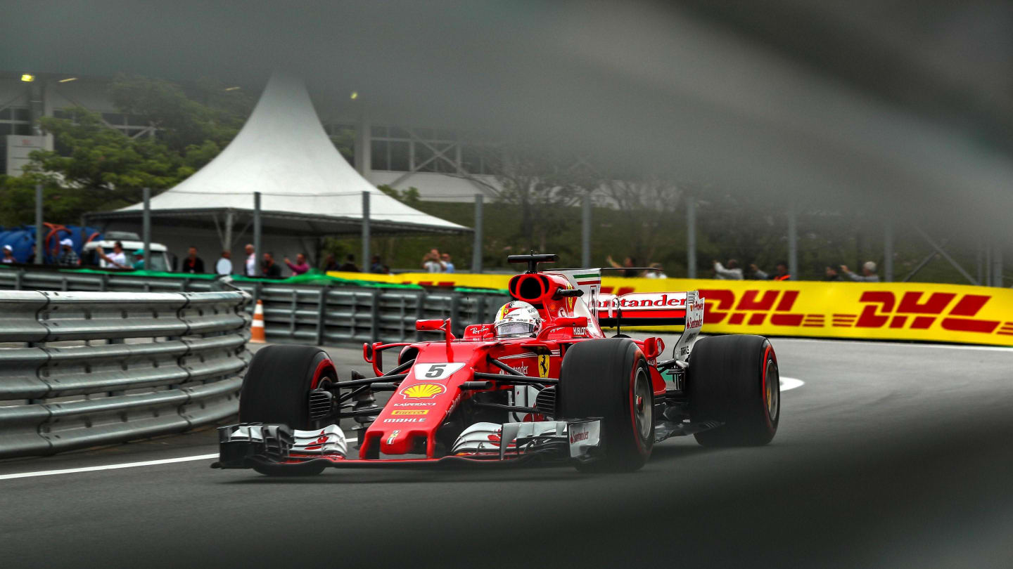 Sebastian Vettel (GER) Ferrari SF70-H at Formula One World Championship, Rd19, Brazilian Grand Prix, Qualifying, Interlagos, Sao Paulo, Brazil, Saturday 11 November 2017. © Kym Illman/Sutton Images