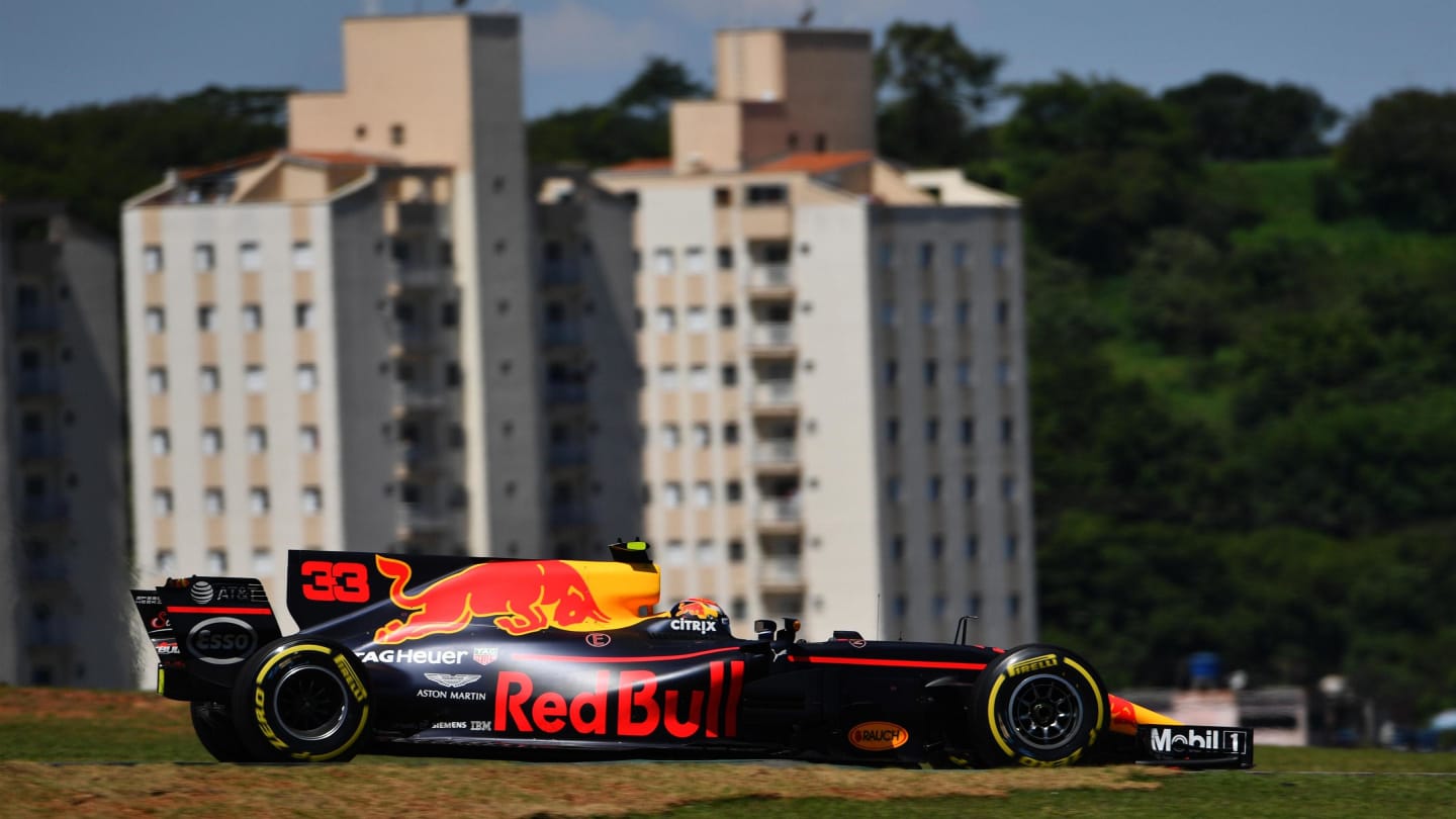 Max Verstappen (NED) Red Bull Racing RB13 at Formula One World Championship, Rd19, Brazilian Grand