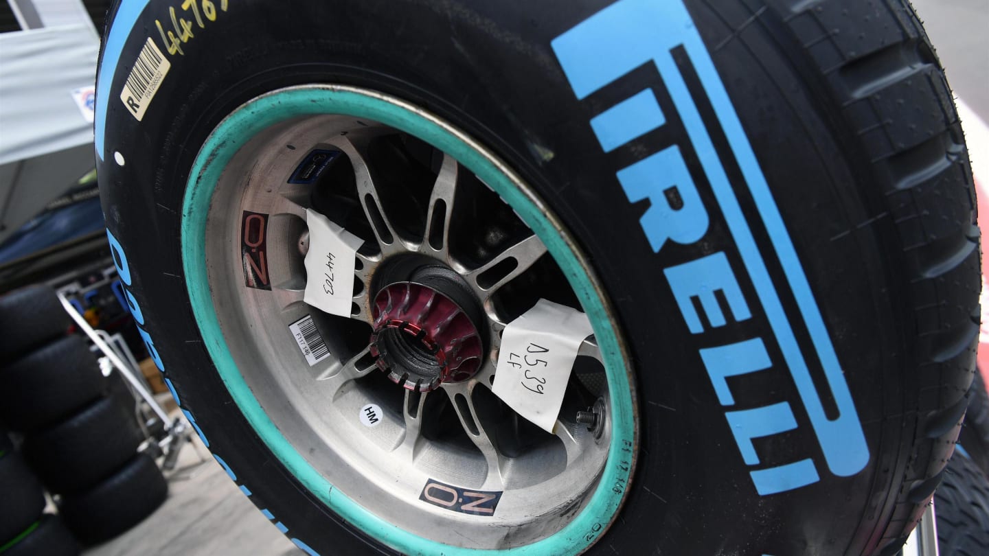 Pirelli tyres at Formula One World Championship, Rd19, Brazilian Grand Prix, Preparations, Interlagos, Sao Paulo, Brazil, Thursday 9 November 2017. © Mark Sutton/Sutton Images