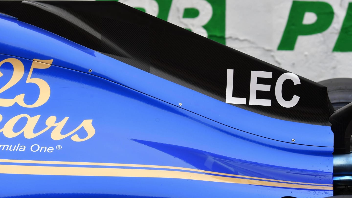 Sauber C36 bodywork detail at Formula One World Championship, Rd19, Brazilian Grand Prix, Preparations, Interlagos, Sao Paulo, Brazil, Thursday 9 November 2017. © Mark Sutton/Sutton Images