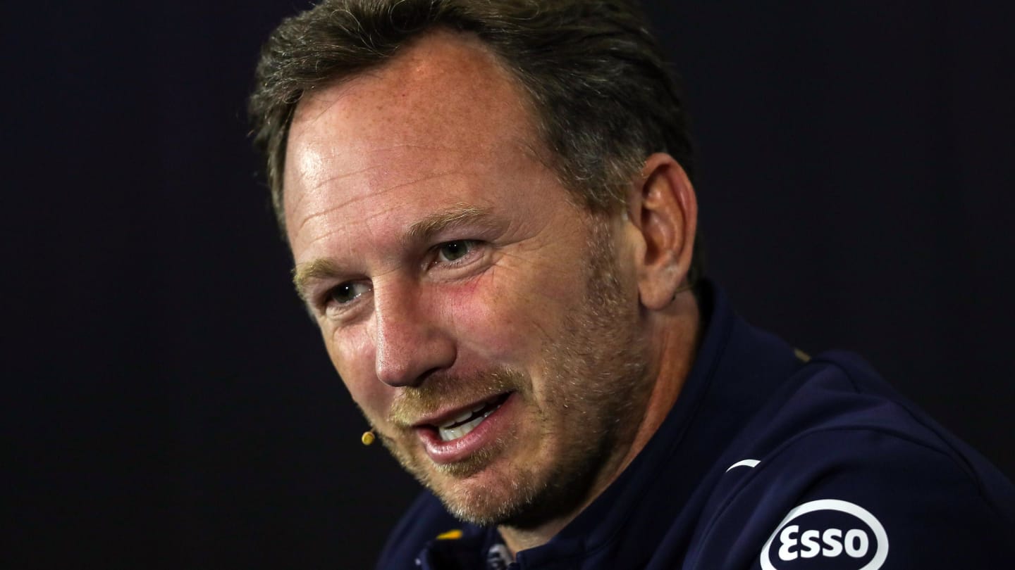 Christian Horner (GBR) Red Bull Racing Team Principal in the Press Conference at Formula One World Championship, Rd10, British Grand Prix, Practice, Silverstone, England, Friday 14 July 2017. © Sutton Images