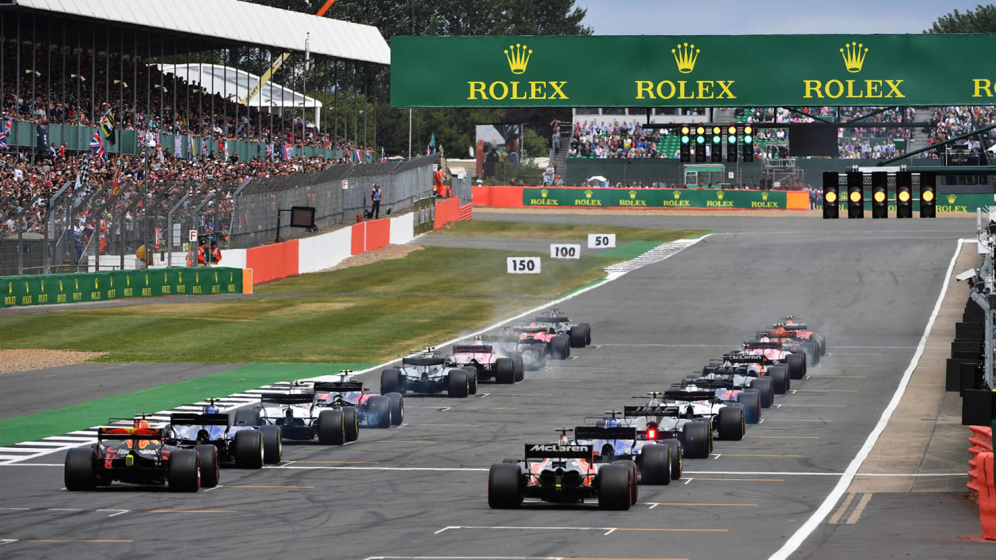 The aborted first start of the race at Formula One World Championship, Rd10, British Grand Prix,