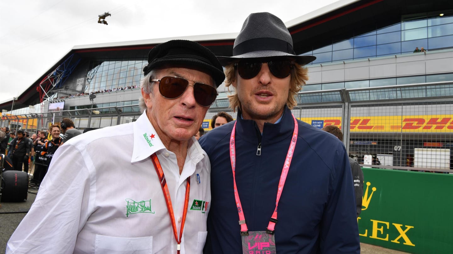 Jackie Stewart (GBR) and Owen Wilson (USA) Actor on the grid  on the grid at Formula One World