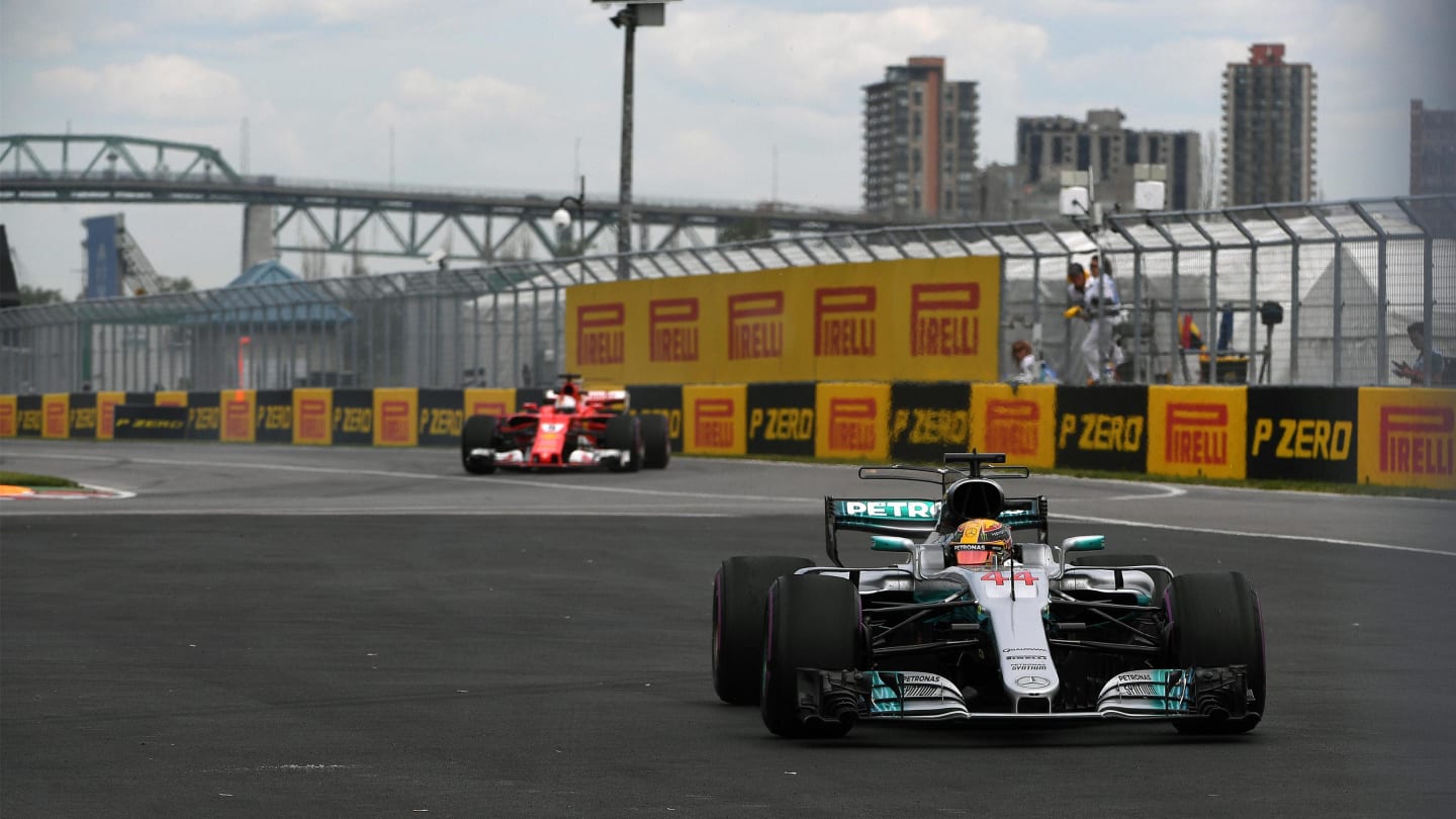 Lewis Hamilton (GBR) Mercedes-Benz F1 W08 Hybrid runs wide at Formula One World Championship, Rd7,