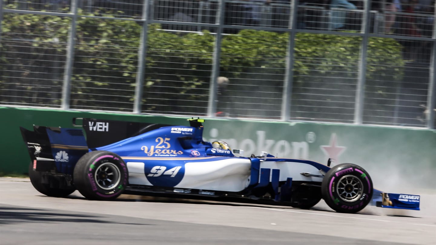 Pascal Wehrlein (GER) Sauber C36 spins in Q1 at Formula One World Championship, Rd7, Canadian Grand Prix, Qualifying, Montreal, Canada, Saturday 10 June 2017. © Sutton Motorsport Images