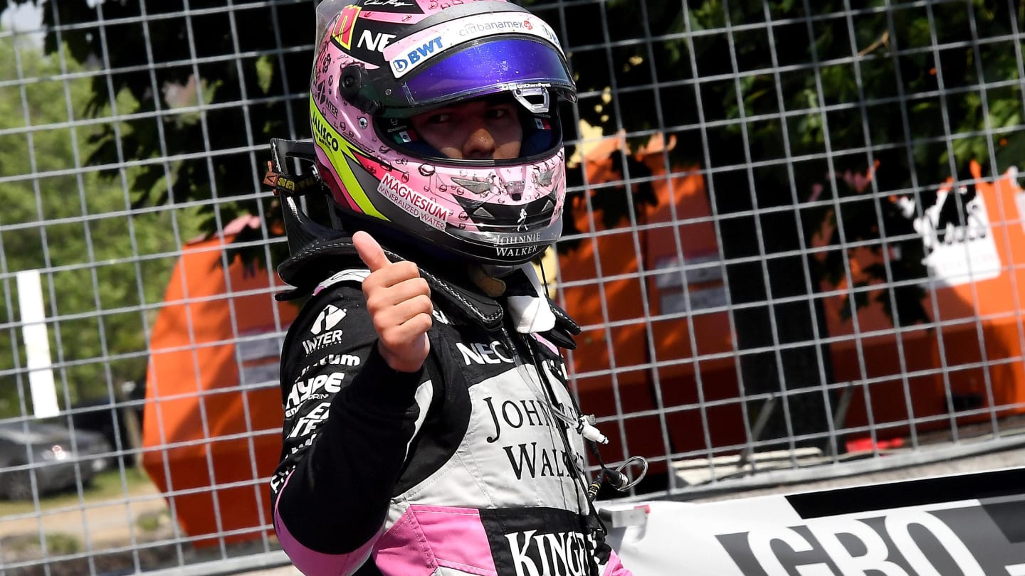 Sergio Perez (MEX) Force India give the thumbs up at Formula One World Championship, Rd7, Canadian Grand Prix, Race, Montreal, Canada, Sunday 11 June 2017. © Sutton Motorsport Images