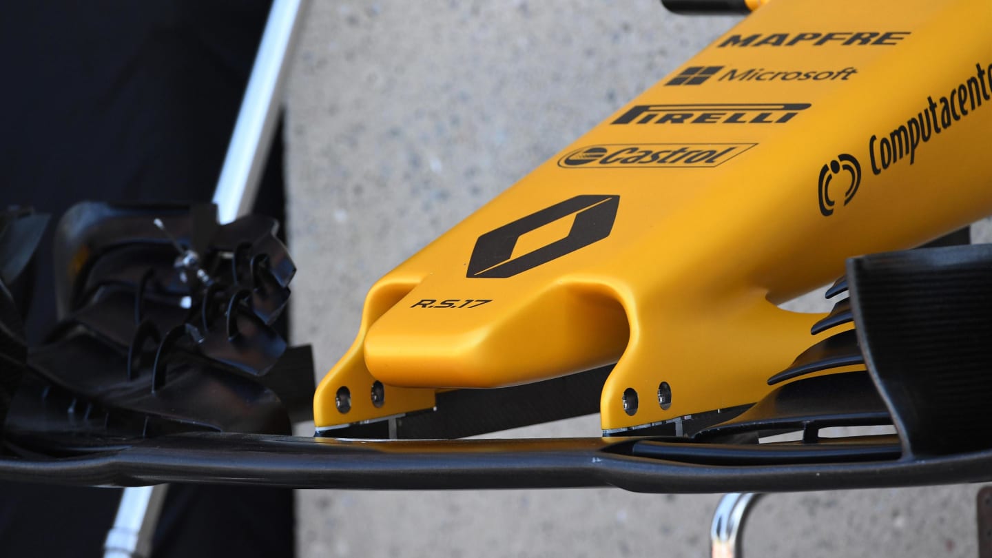 Renault Sport F1 Team RS17 nose detail at Formula One World Championship, Rd7, Canadian Grand Prix,