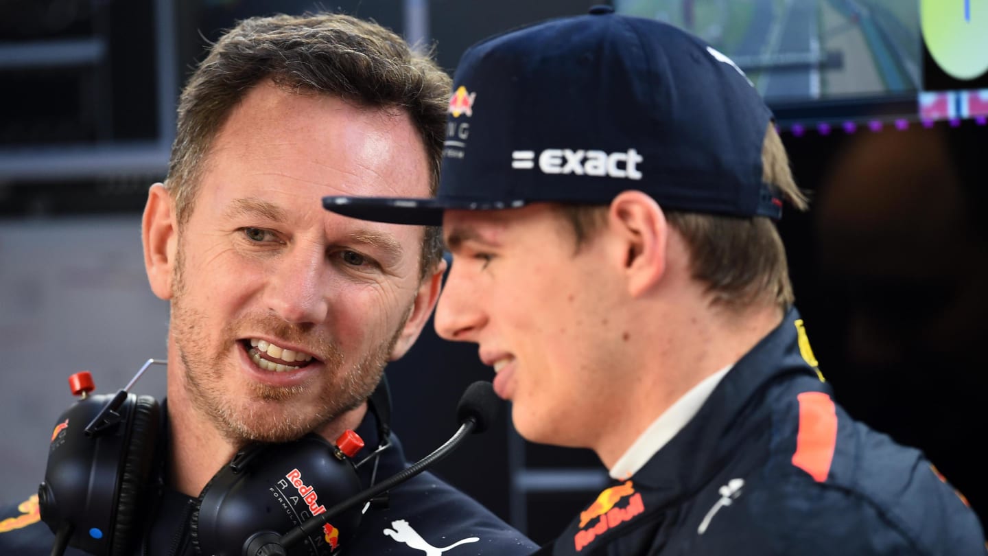 Christian Horner (GBR) Red Bull Racing Team Principal and Max Verstappen (NED) Red Bull Racing at Formula One World Championship, Rd2, Chinese Grand Prix, Practice, Shanghai, China, Friday 7 April 2017. © Sutton Motorsport Images