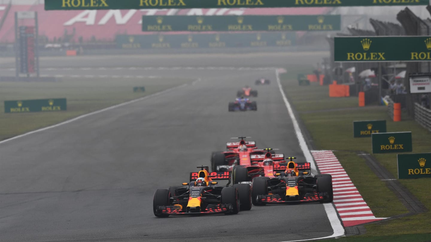Daniel Ricciardo (AUS) Red Bull Racing RB13 leads Max Verstappen (NED) Red Bull Racing RB13 at Formula One World Championship, Rd2, Chinese Grand Prix, Race, Shanghai, China, Sunday 9 April 2017. © Sutton Motorsport Images