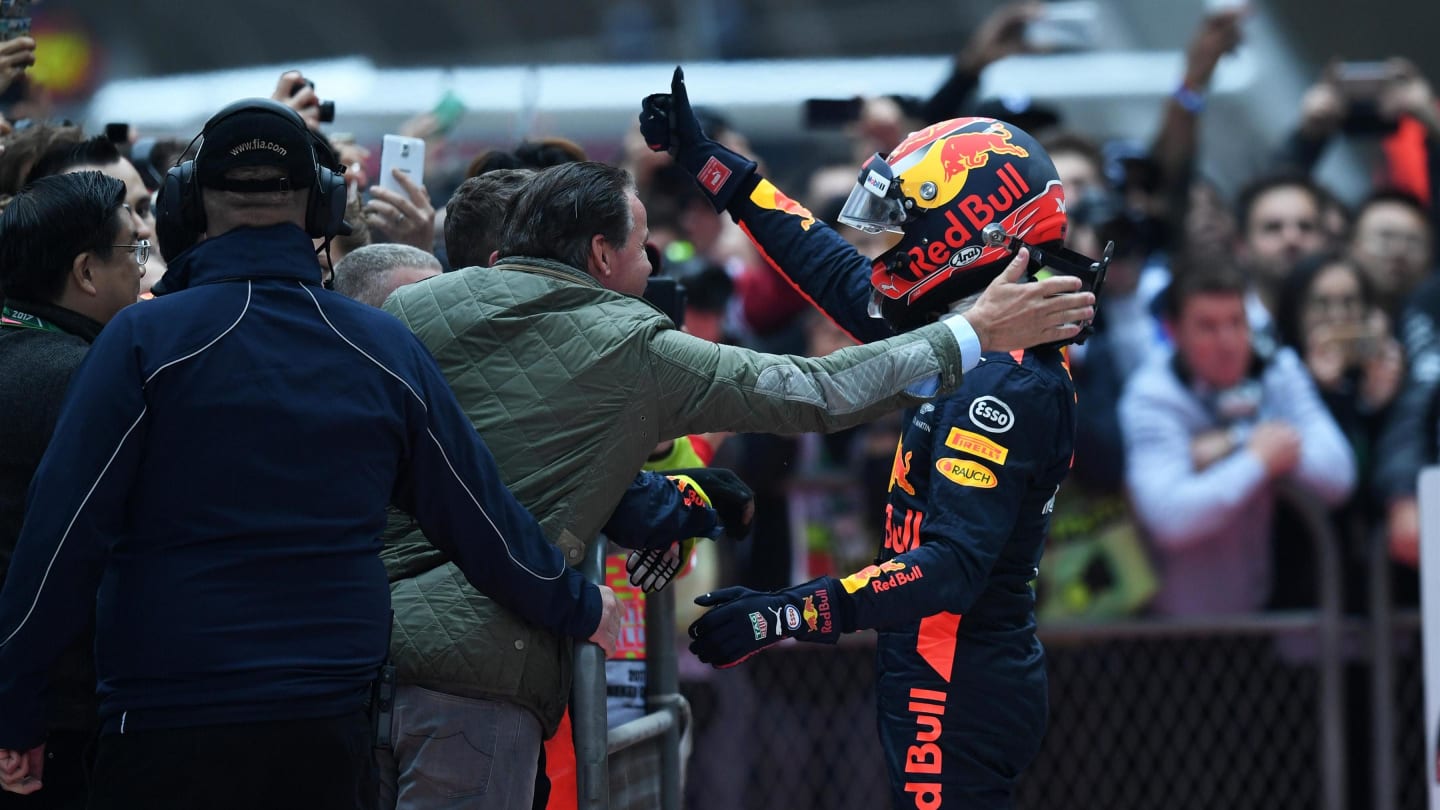 Max Verstappen (NED) Red Bull Racing celebrates in parc ferme at Formula One World Championship, Rd2, Chinese Grand Prix, Race, Shanghai, China, Sunday 9 April 2017. © Sutton Motorsport Images