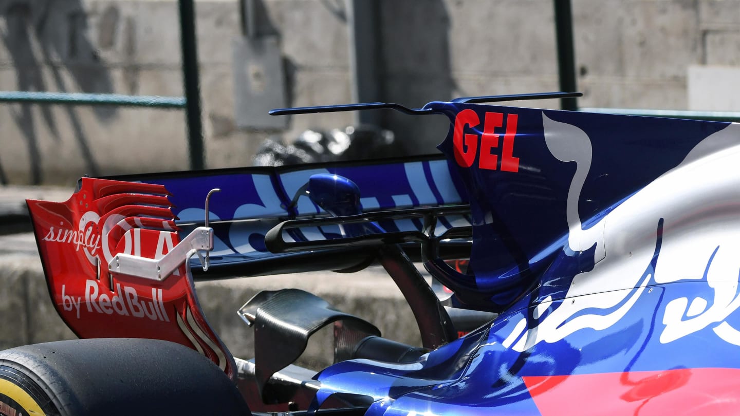 Scuderia Toro Rosso STR12 rear wing at Formula One Testing, Day One, Hungaroring, Hungary, Tuesday 1 August 2017. © Sutton Images