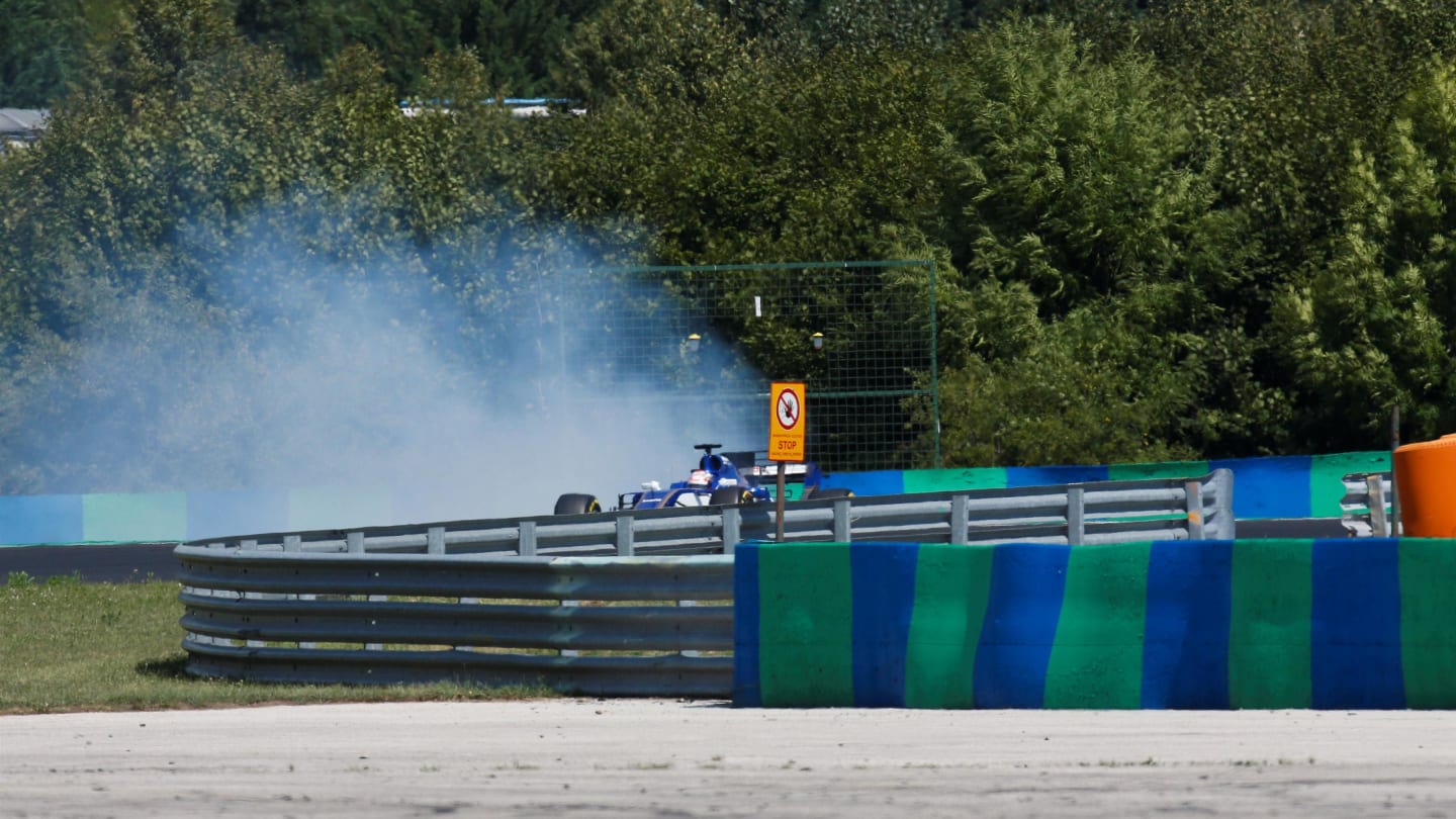 Nobuharu Matsushita (JPN) Sauber C36 spins at Formula One Testing, Day Two, Hungaroring, Hungary, Wednesday 2 August 2017. © Sutton Images