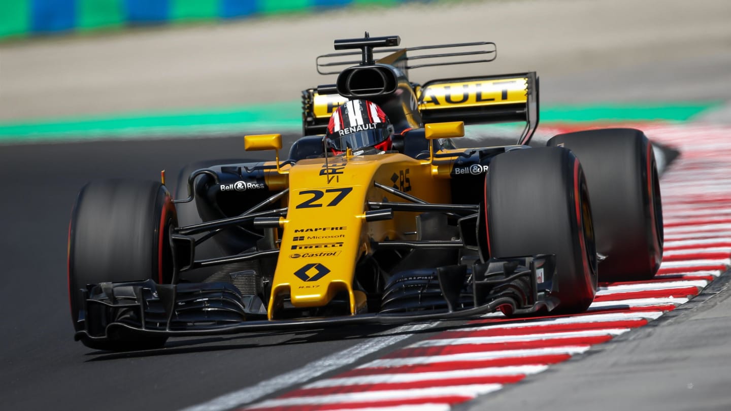 Nico Hulkenberg (GER) Renault Sport F1 Team RS17 at Formula One World Championship, Rd11, Hungarian Grand Prix, Practice, Hungaroring, Hungary, Friday 28 July 2017. © Sutton Images
