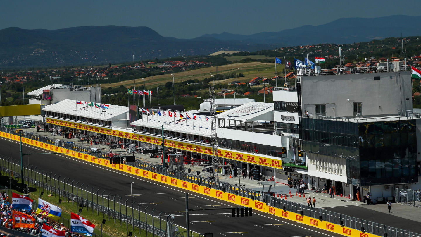 Main Straight Track View and pitlane at Formula One World Championship, Rd11, Hungarian Grand Prix,