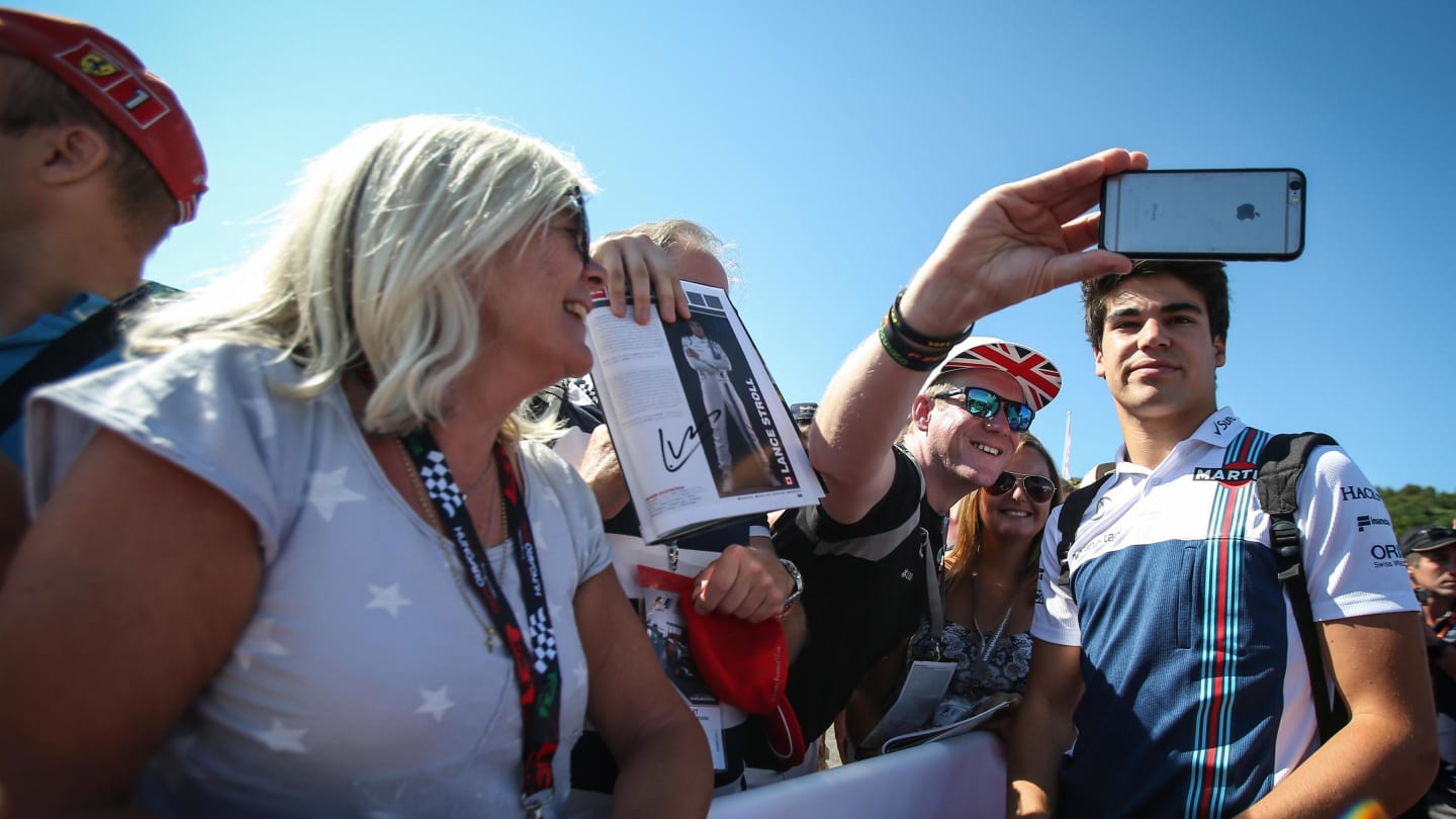 Lance Stroll (CDN) Williams fans selfie at Formula One World Championship, Rd11, Hungarian Grand Prix, Qualifying, Hungaroring, Hungary, Saturday 29 July 2017. © Sutton Images