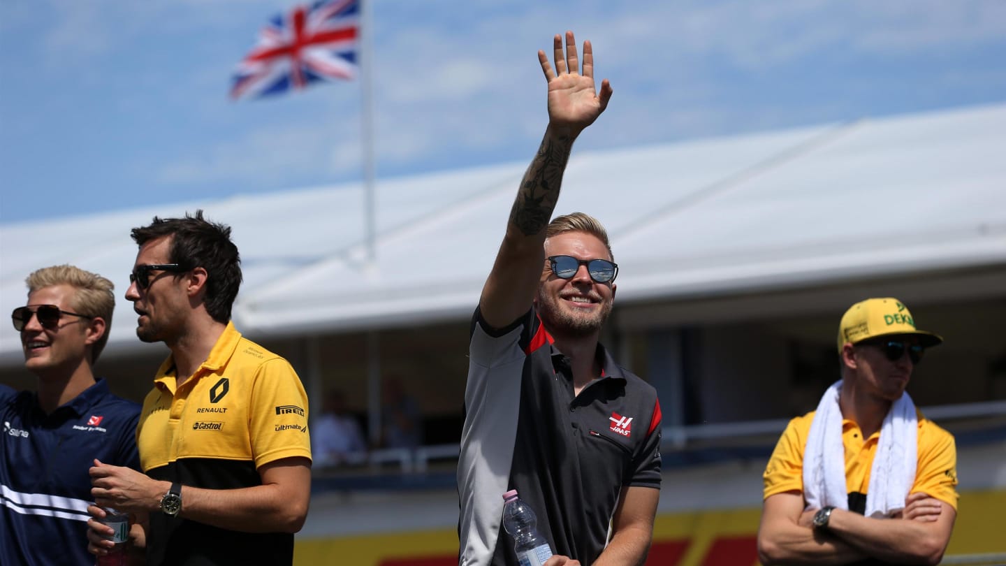 Kevin Magnussen (DEN) Haas F1 on the drivers parade at Formula One World Championship, Rd11, Hungarian Grand Prix, Race, Hungaroring, Hungary, Sunday 30 July 2017. © Sutton Images