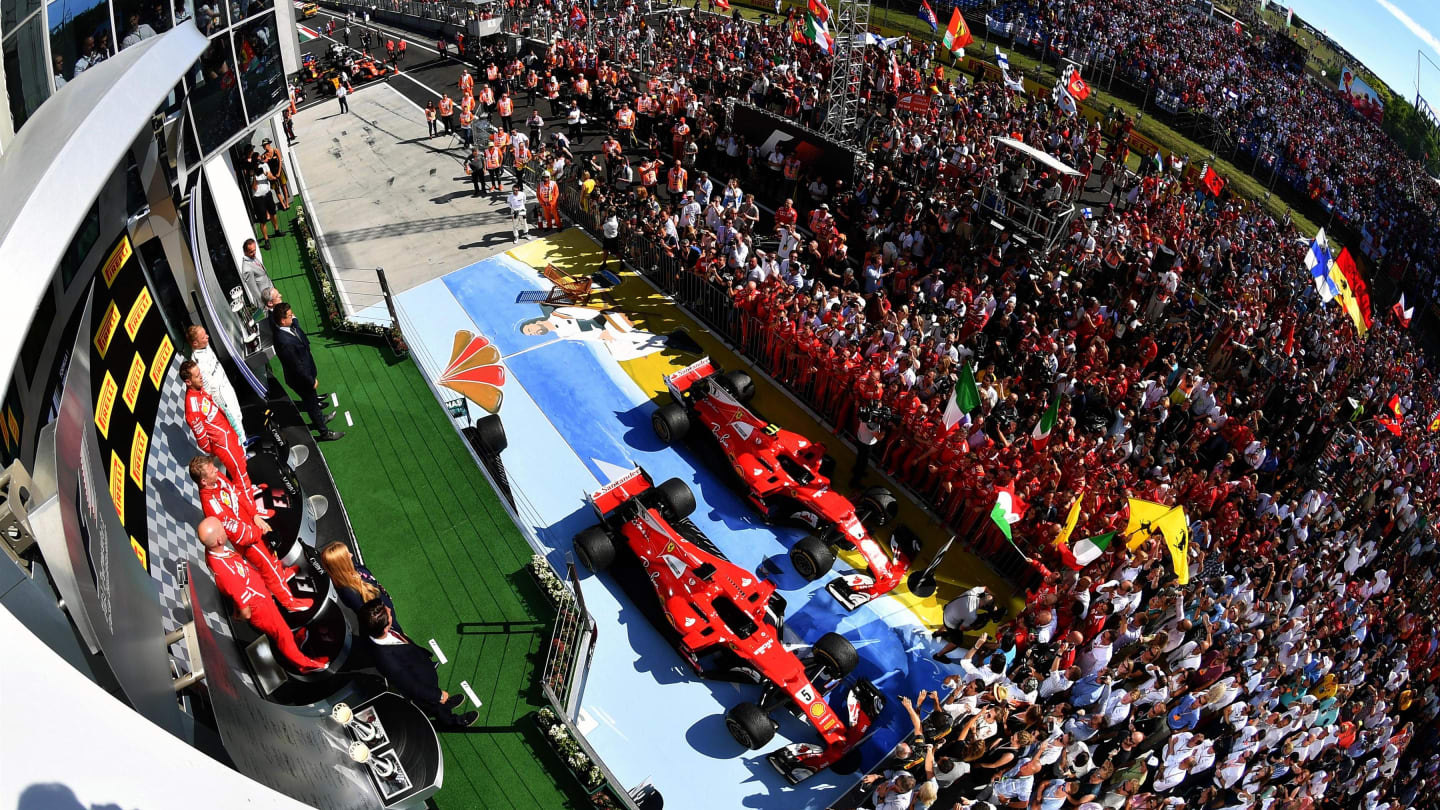 Podium ceremony at Formula One World Championship, Rd11, Hungarian Grand Prix, Race, Hungaroring, Hungary, Sunday 30 July 2017. © Sutton Images