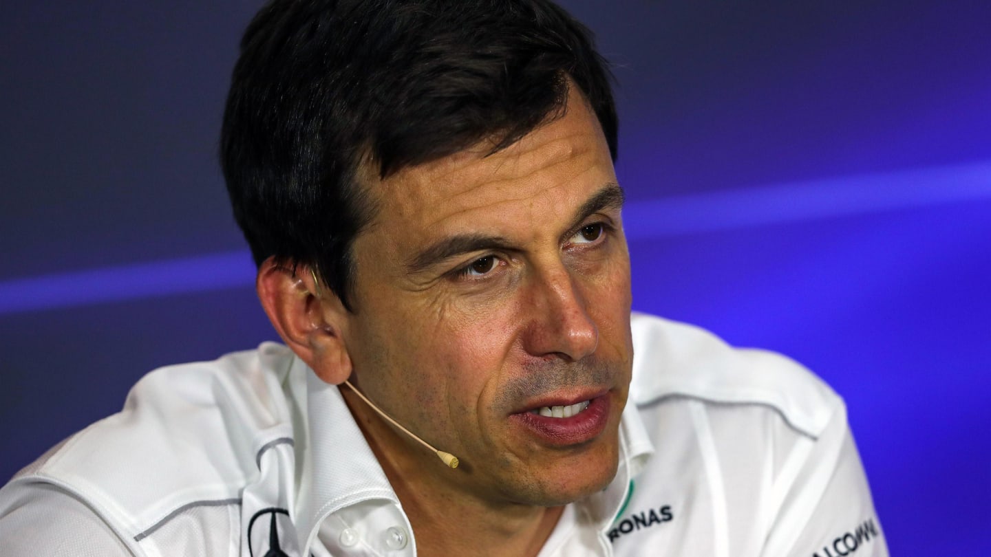 Toto Wolff (AUT) Mercedes AMG F1 Director of Motorsport in the Press Conference at Formula One World Championship, Rd13, Italian Grand Prix, Practice, Monza, Italy, Friday 1 September 2017. © Sutton Images