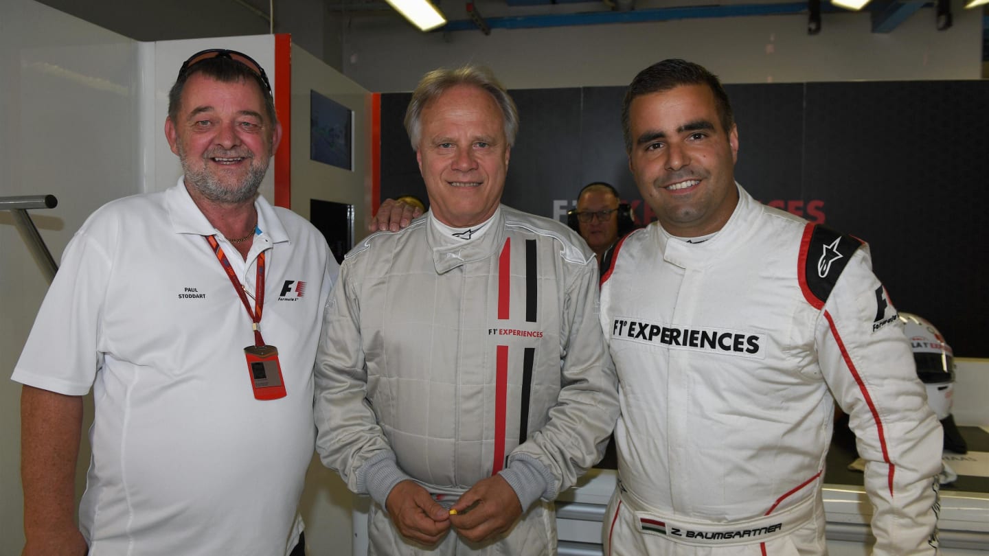 Paul Stoddart (AUS), F1 Experiences 2-Seater passenger Gene Haas (USA) Founder and Chairman, Haas F1 Team and Zsolt Baumgartner (HUN) F1 Experiences 2-Seater driver at Formula One World Championship, Rd13, Italian Grand Prix, Practice, Monza, Italy, Friday 1 September 2017. © Sutton Images
