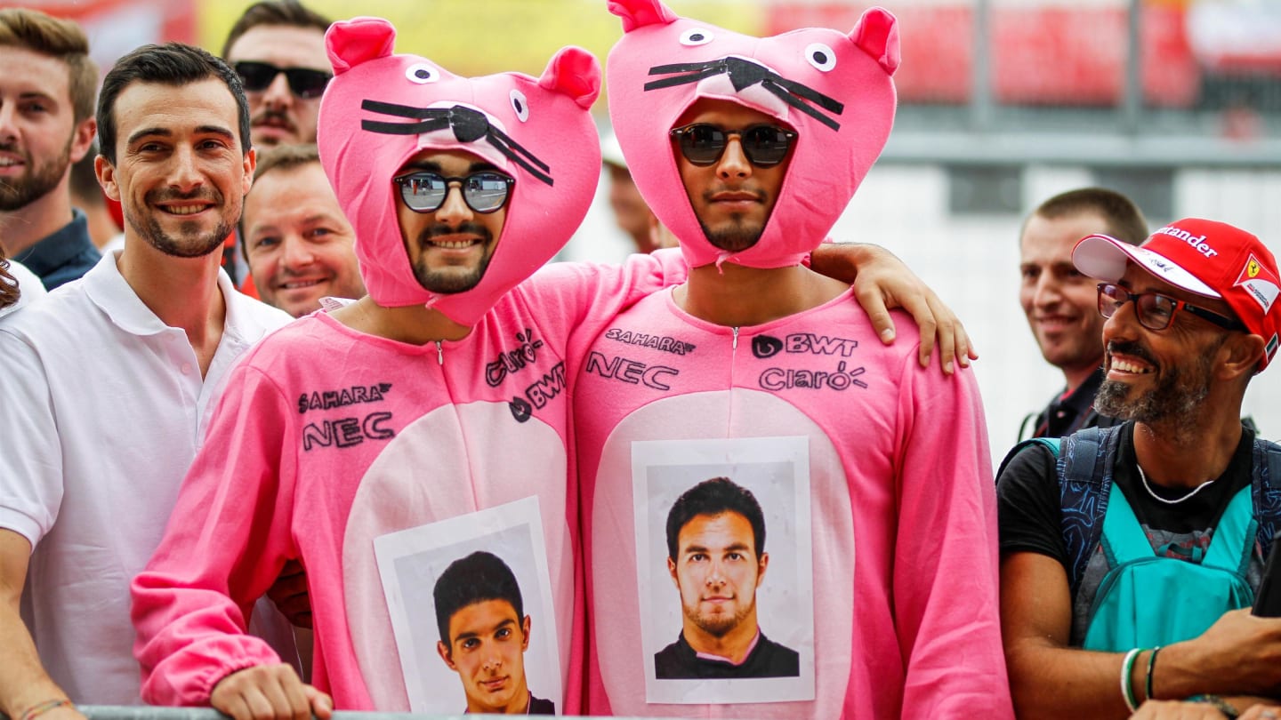 Force India fans dressed as Pink Panther at Formula One World Championship, Rd13, Italian Grand Prix, Preparations, Monza, Italy, Thursday 31 August 2017. © Sutton Images