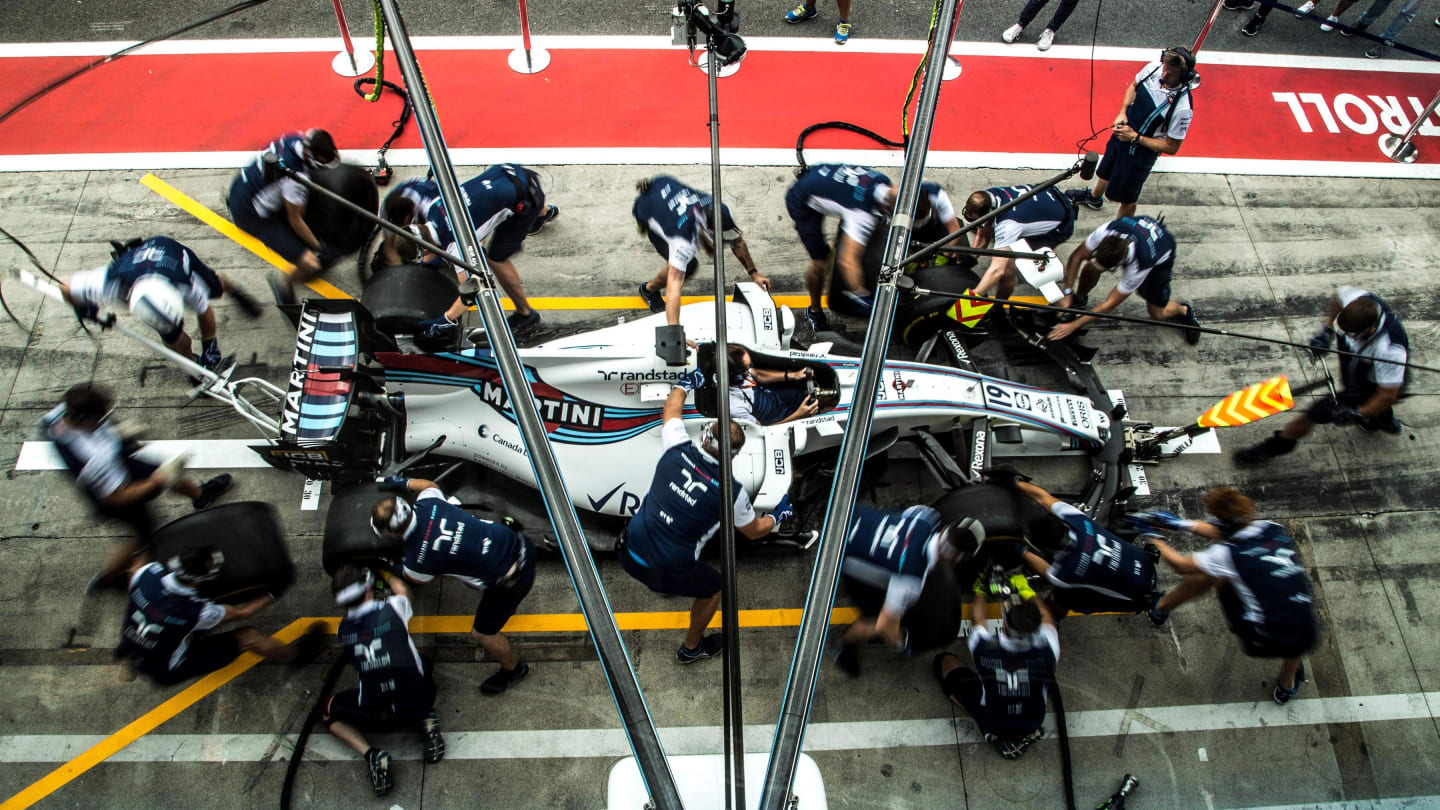 Williams pit stop practice at Formula One World Championship, Rd13, Italian Grand Prix, Preparations, Monza, Italy, Thursday 31 August 2017. © Sutton Images