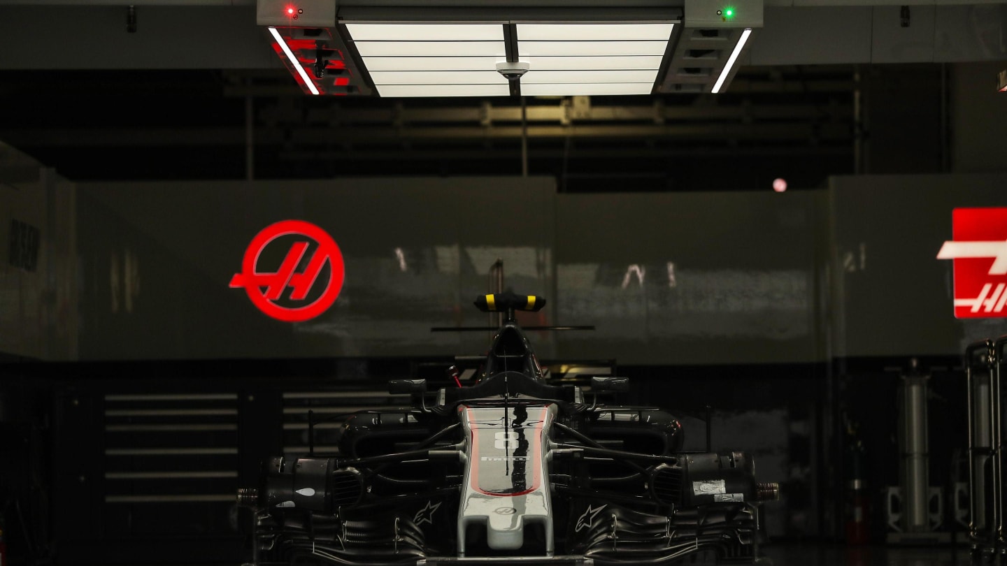 Haas VF-17 in the garage at Formula One World Championship, Rd16, Japanese Grand Prix, Qualifying, Suzuka, Japan, Saturday 7 October 2017. © Kym Illman/Sutton Images