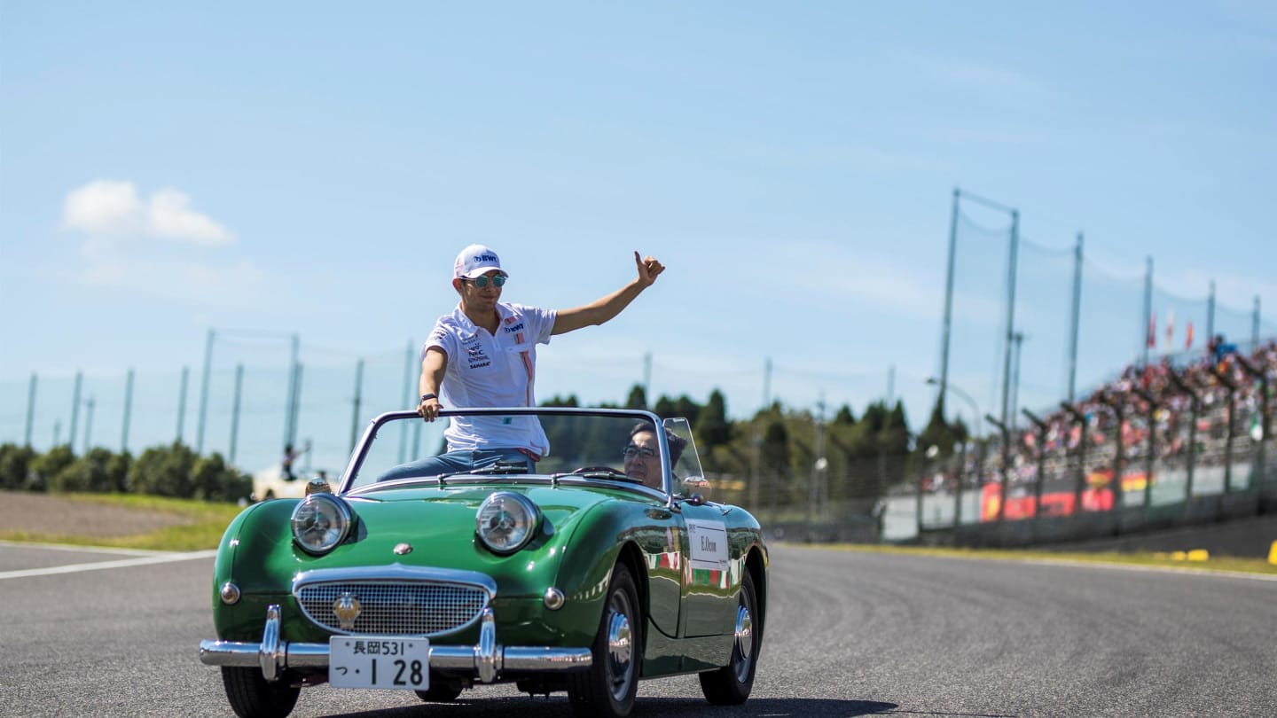 Esteban Ocon (FRA) Force India on the drivers parade at Formula One World Championship, Rd16, Japanese Grand Prix, Race, Suzuka, Japan, Sunday 8 October 2017. © Manuel Goria/Sutton Images